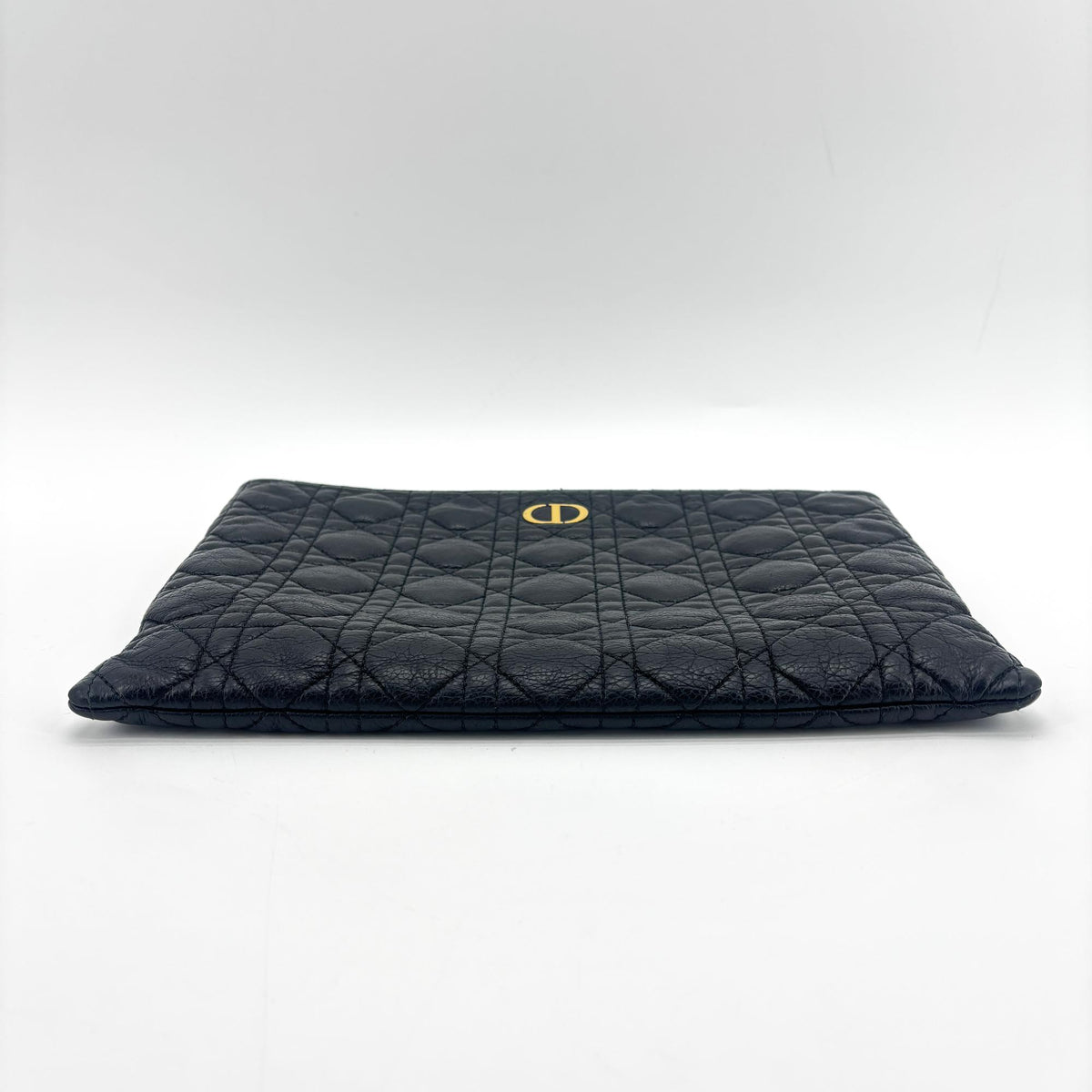 Christian Dior Caro Daily Cannage Quilt Calfskin Black Leather Clutche & Pouche Bag (Pre-Owned)