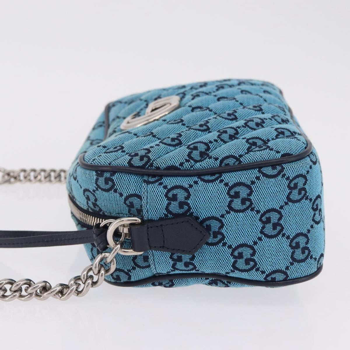 Gucci Gg Marmont Multicolor Diagonal Quilted Gg Canvas Blue Canvas Shoulder Bag Bag (Pre-Owned)