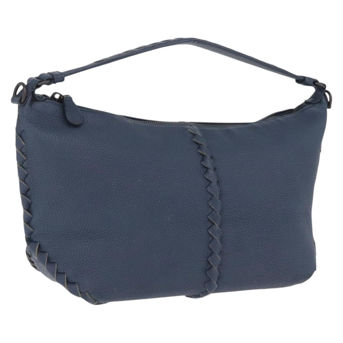 Bottega Veneta Zip Hobo Cervo With Intrecciato Detail Blue Leather Shoulder Bag Bag (Pre-Owned)