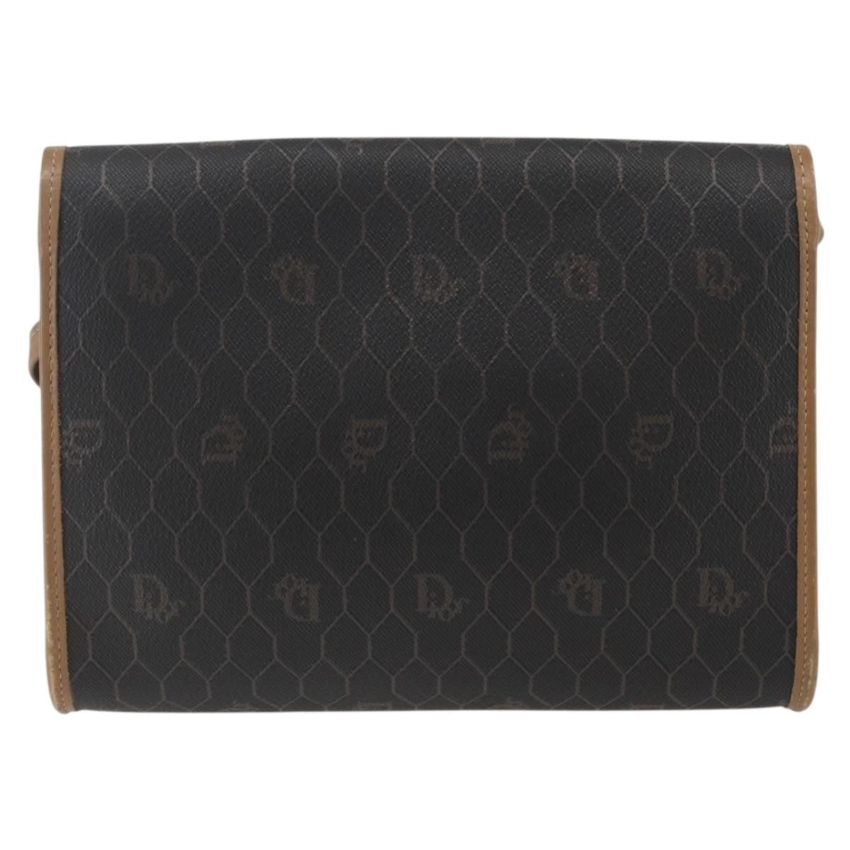 Christian Dior Vintage Honeycomb Flap Canvas And Leather Black Canvas Shoulder Bag Bag (Pre-Owned)