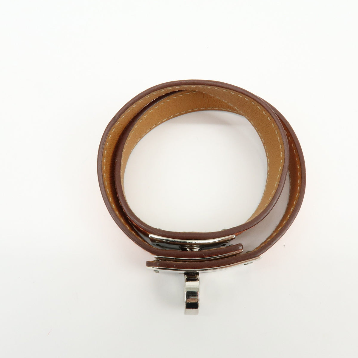 Hermes Kelly Double Tour Leather Orange Leather Bracelet Jewelry (Pre-Owned)