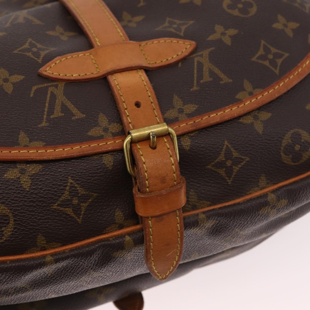 Louis Vuitton Saumur Handbag Monogram Canvas Brown Canvas Handbag (Pre-Owned)