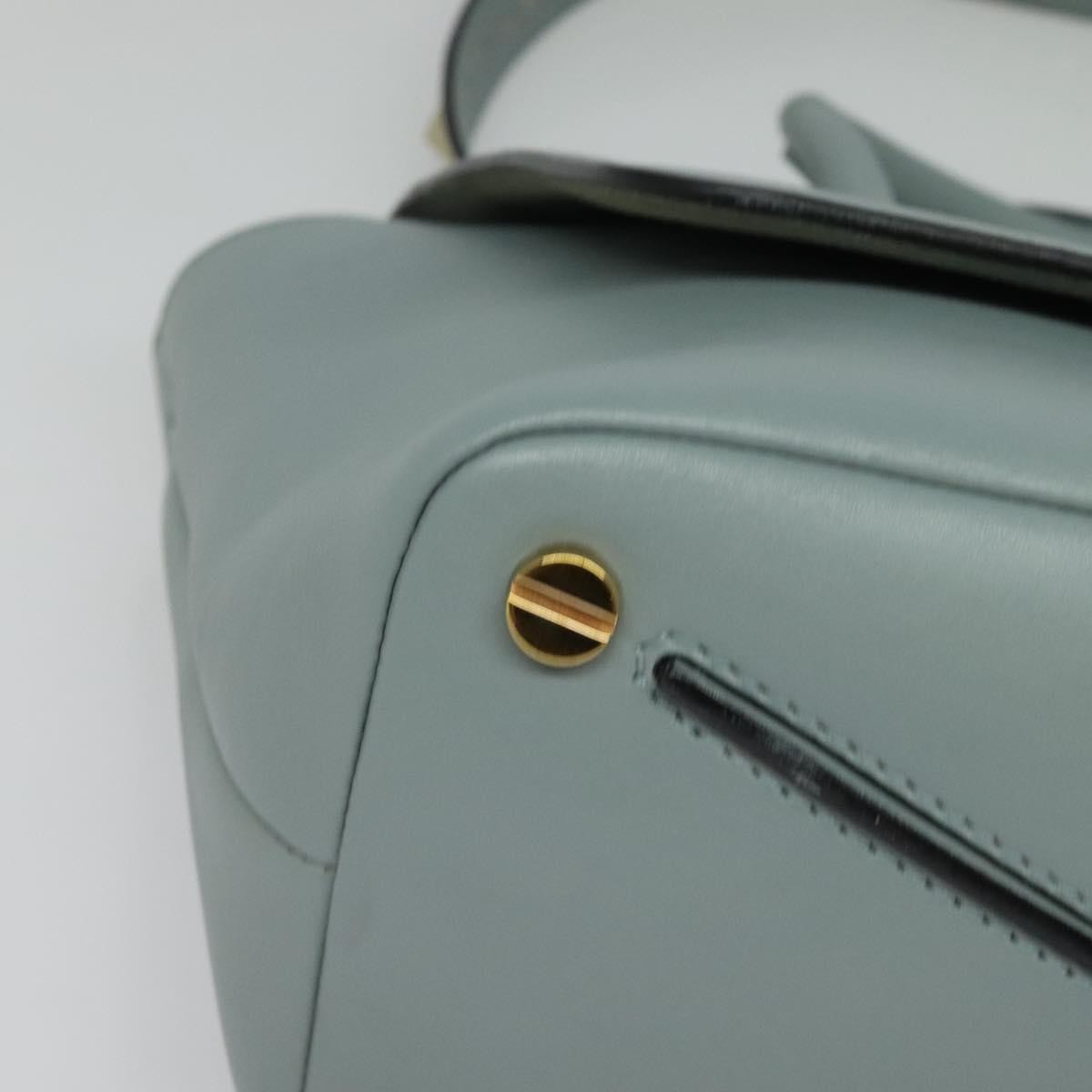 Valentino Garavani Demilune Flap Satchel Leather Blue Leather Bag (Pre-Owned)