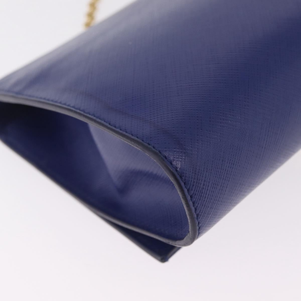 Salvatore Ferragamo Vala Chain Leather Blue Leather Shoulder Bag Bag (Pre-Owned)