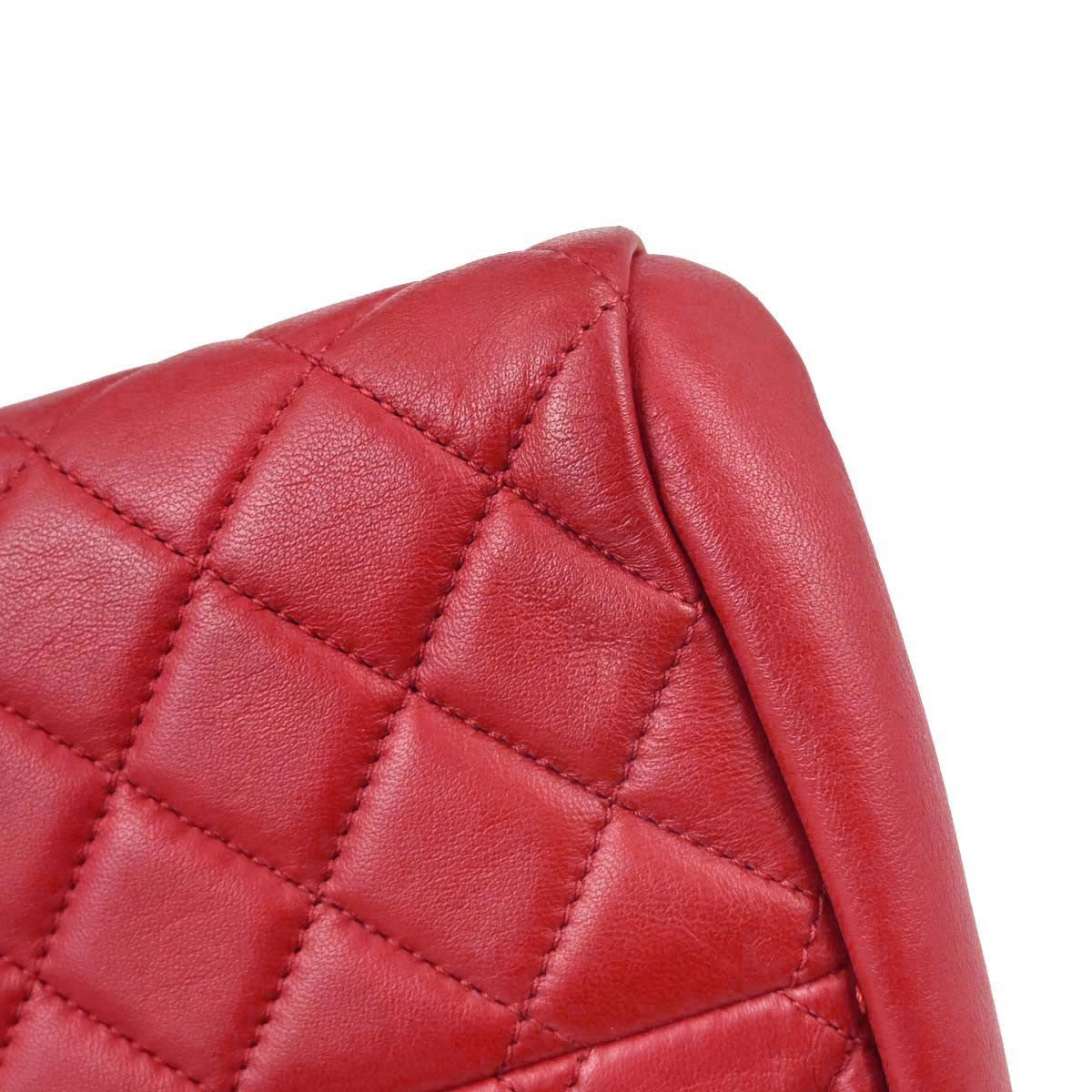 Chanel Just Mademoiselle Quilted Lambskin Red Leather Handbag (Pre-Owned)