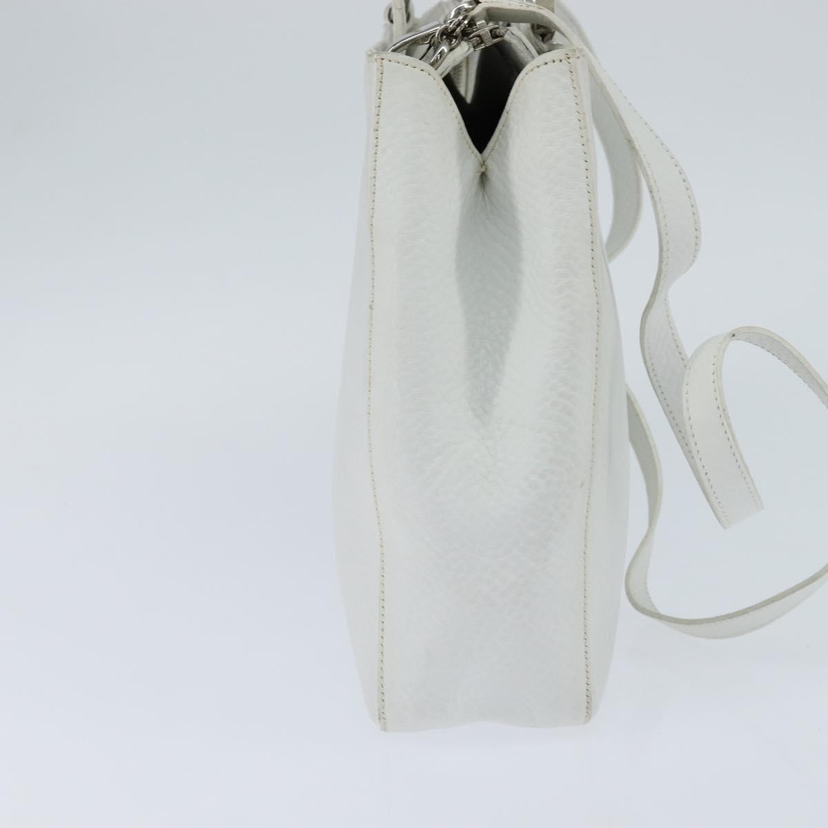 Salvatore Ferragamo Gancini Leather White Leather Handbag (Pre-Owned)