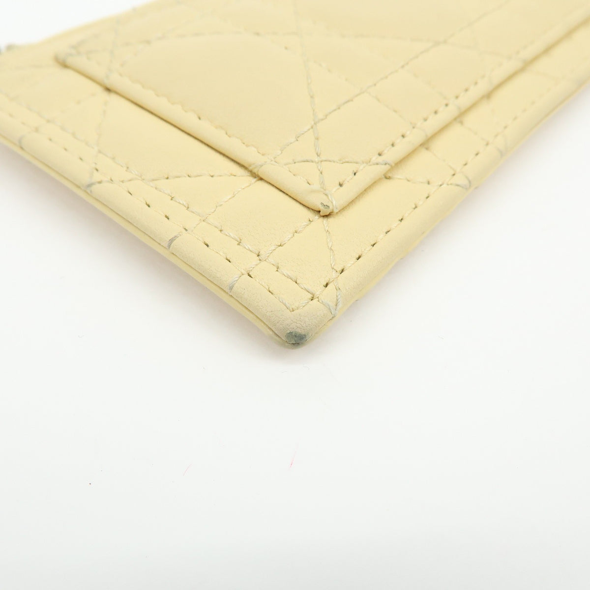 Christian Dior Lady Dior Card Holder Cannage Quilt Patent Yellow Leather Card Holders Accessory (Pre-Owned)