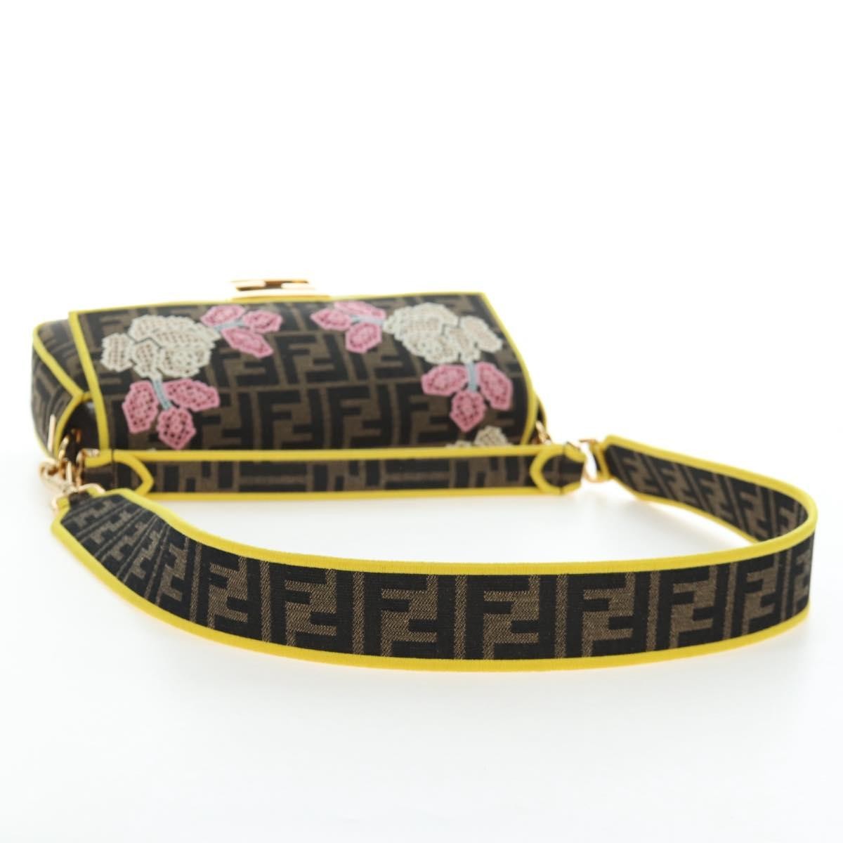 Fendi Mamma Baguette Zucca Jacquard Velvet Multicolour Canvas Shoulder Bag Bag (Pre-Owned)