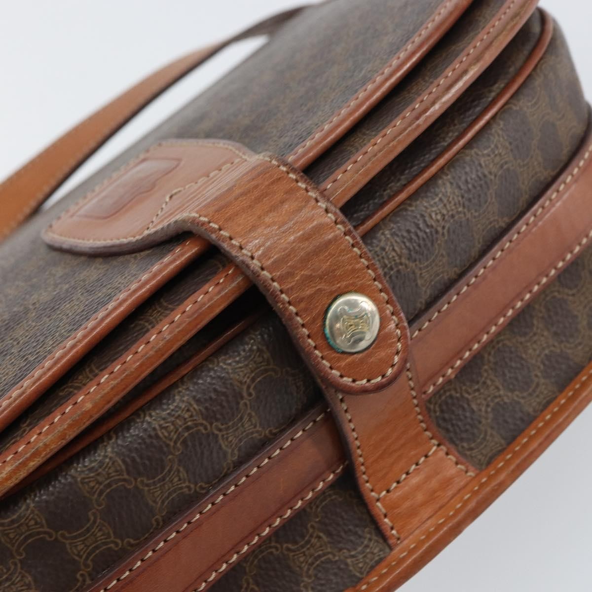 Celine Macadam Shoulder Pvc Leather Brown Pvc Crossbody Bag Bag (Pre-Owned)