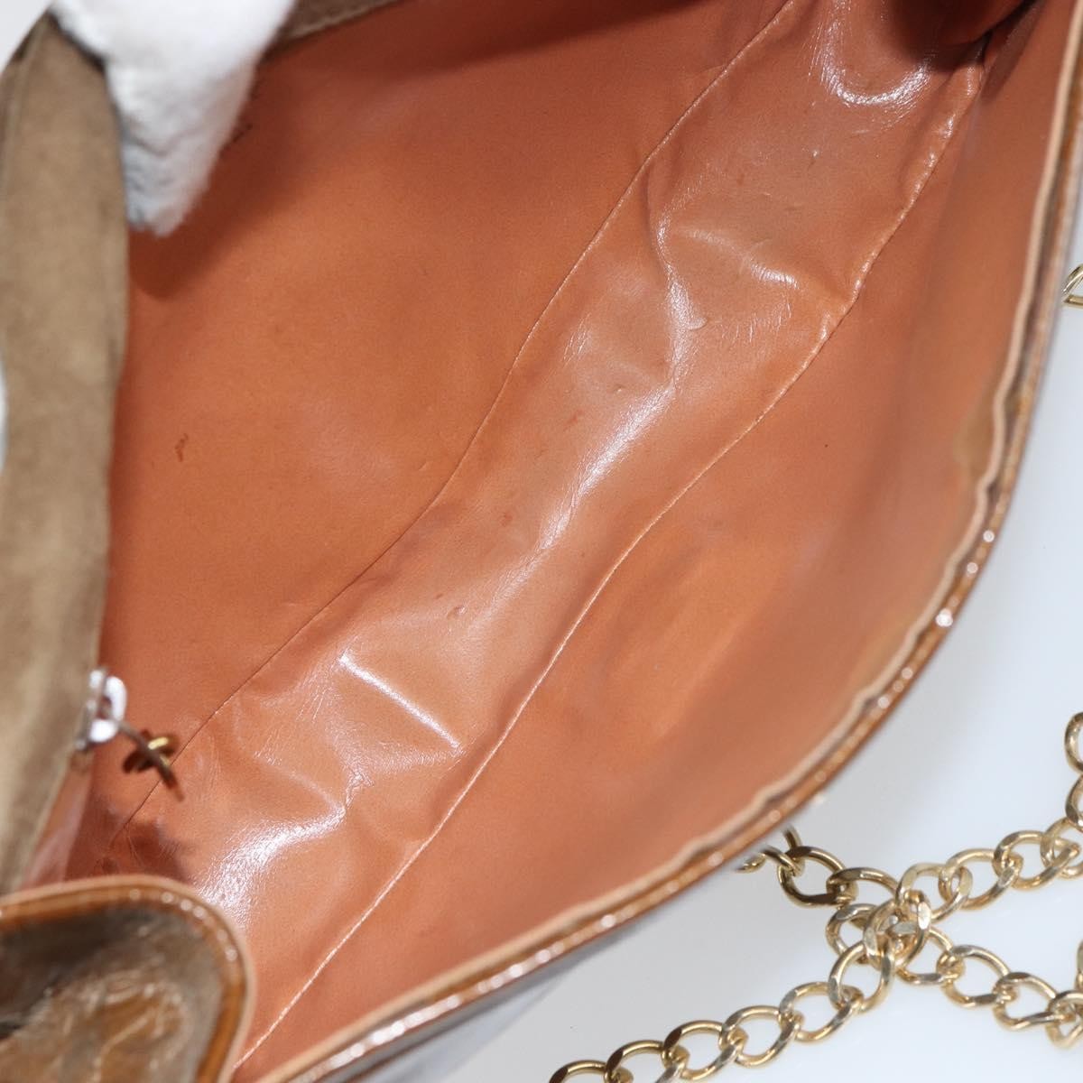 Bally Vintage Chain Quilted Patent Leather Brown Patent_Leather Shoulder Bag Bag (Pre-Owned)