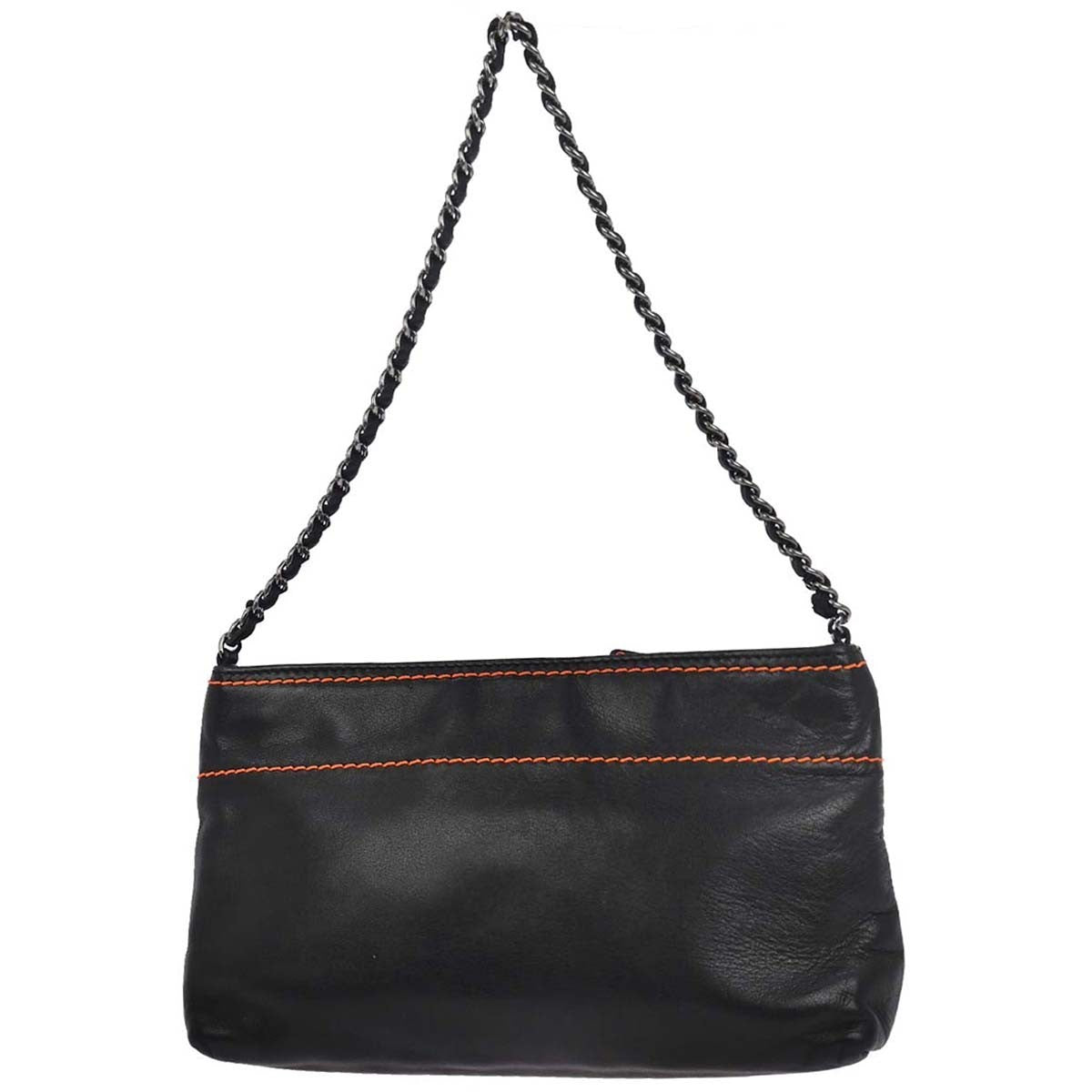 Chanel Lax Pochette Leather Black Leather Clutche & Pouche Bag (Pre-Owned)