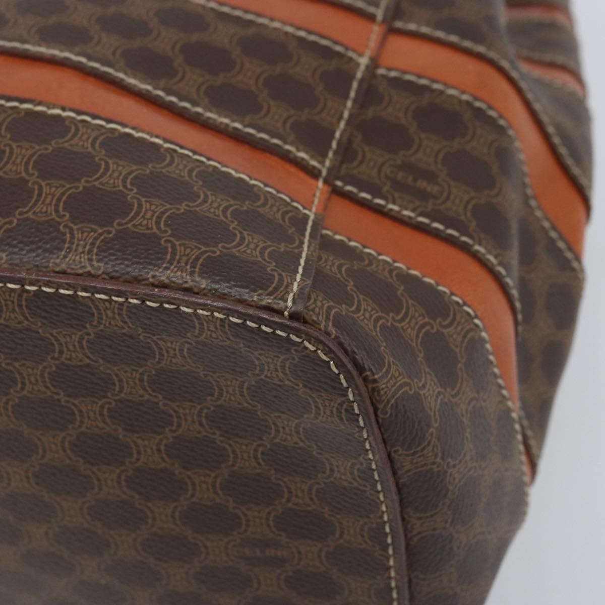 Celine Vintage Macadam Canvas And Leather Brown Canvas Backpack Bag (Pre-Owned)