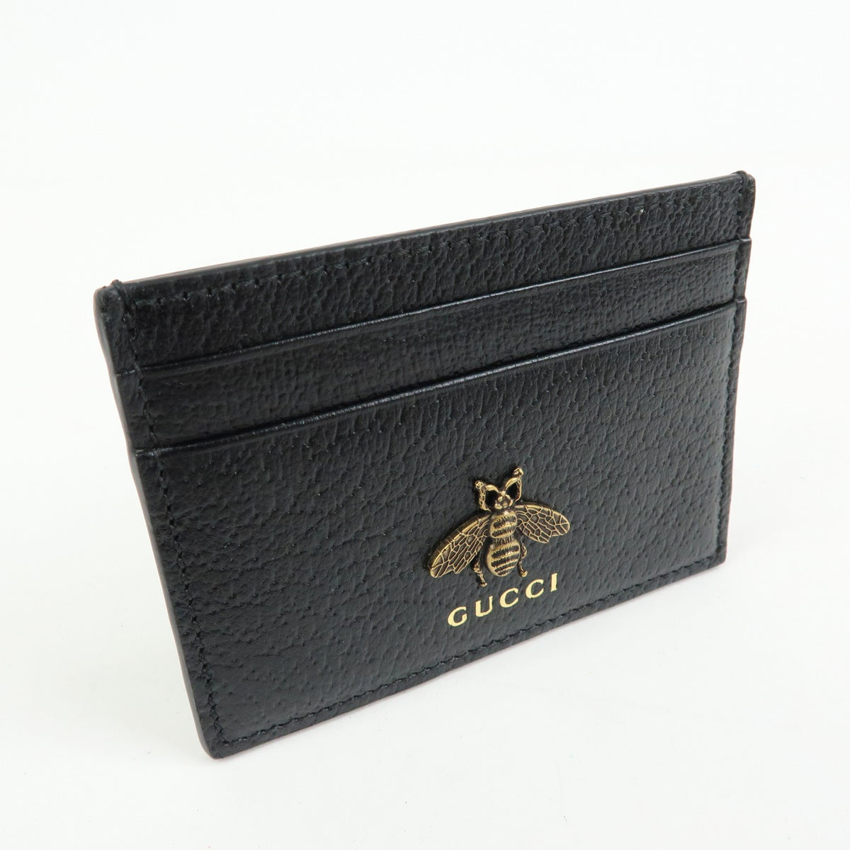 Gucci Animalier Card Holder Leather Black Leather Card Holders Accessory (Pre-Owned)
