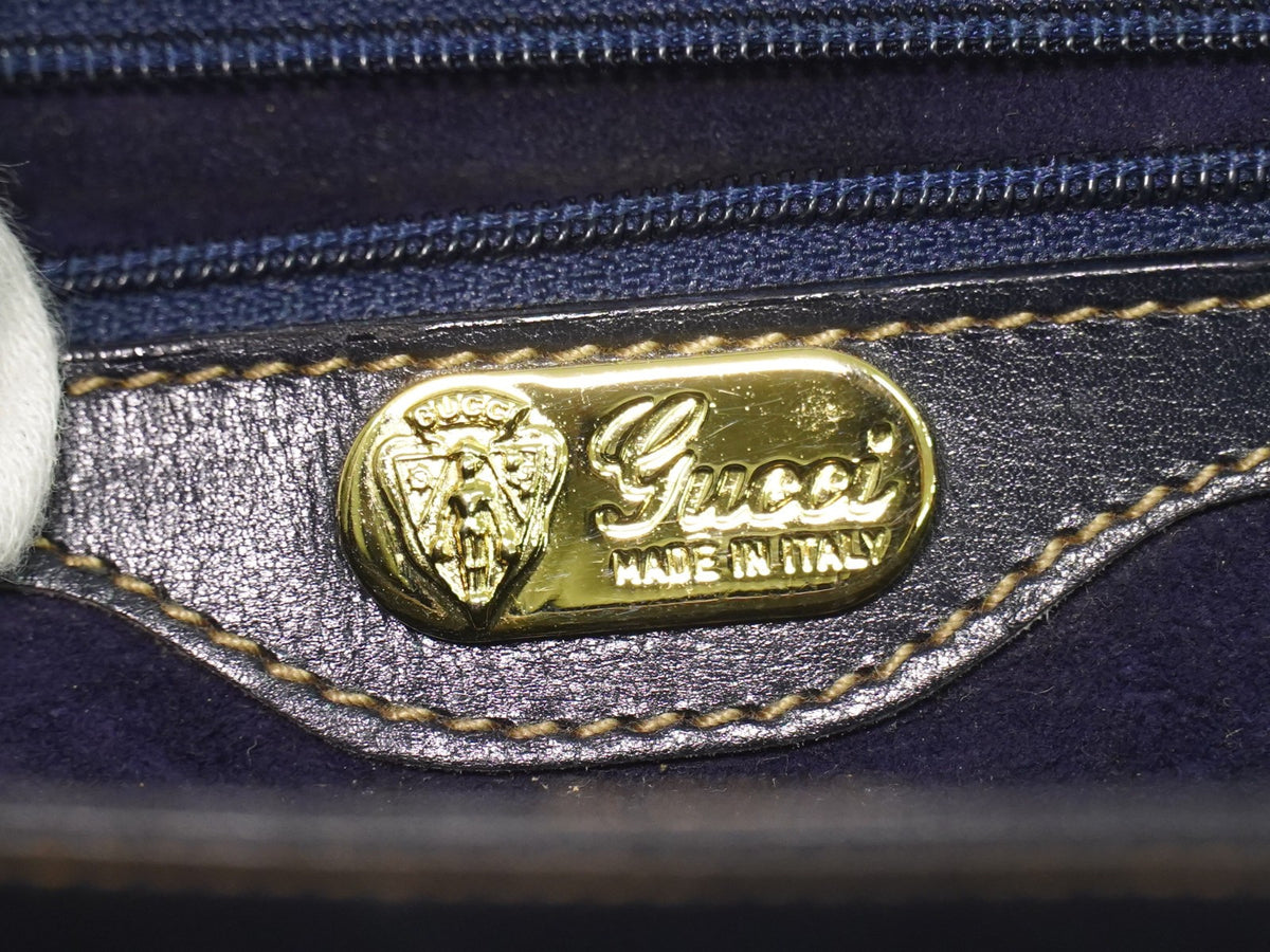 Gucci Vintage Leather Navy Leather Shoulder Bag Bag (Pre-Owned)