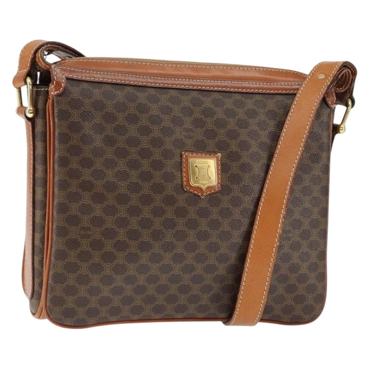 Celine Macadam Shoulder Pvc Leather Brown Canvas Shoulder Bag Bag (Pre-Owned)