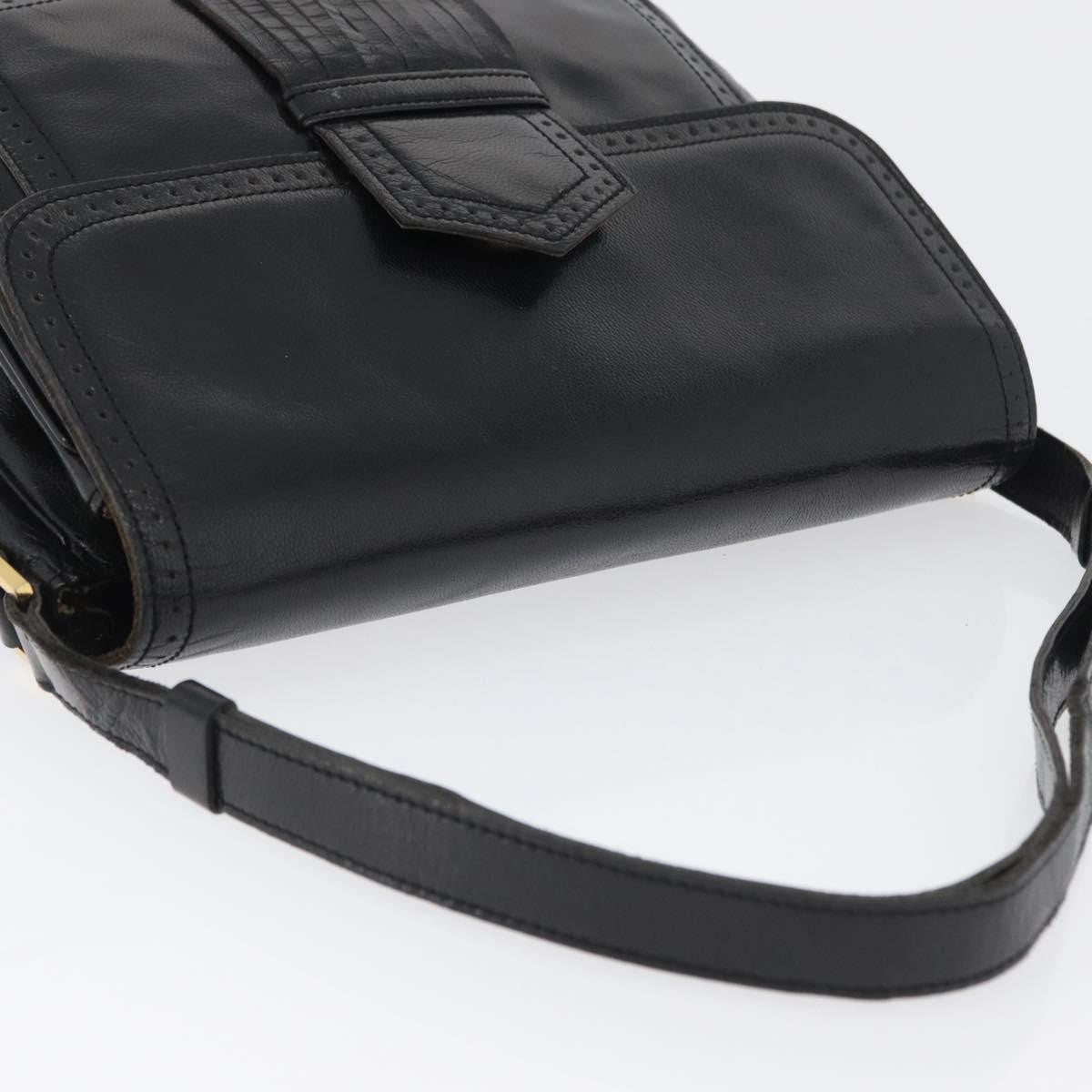 Saint Laurent Vintage Leather Black Leather Shoulder Bag Bag (Pre-Owned)