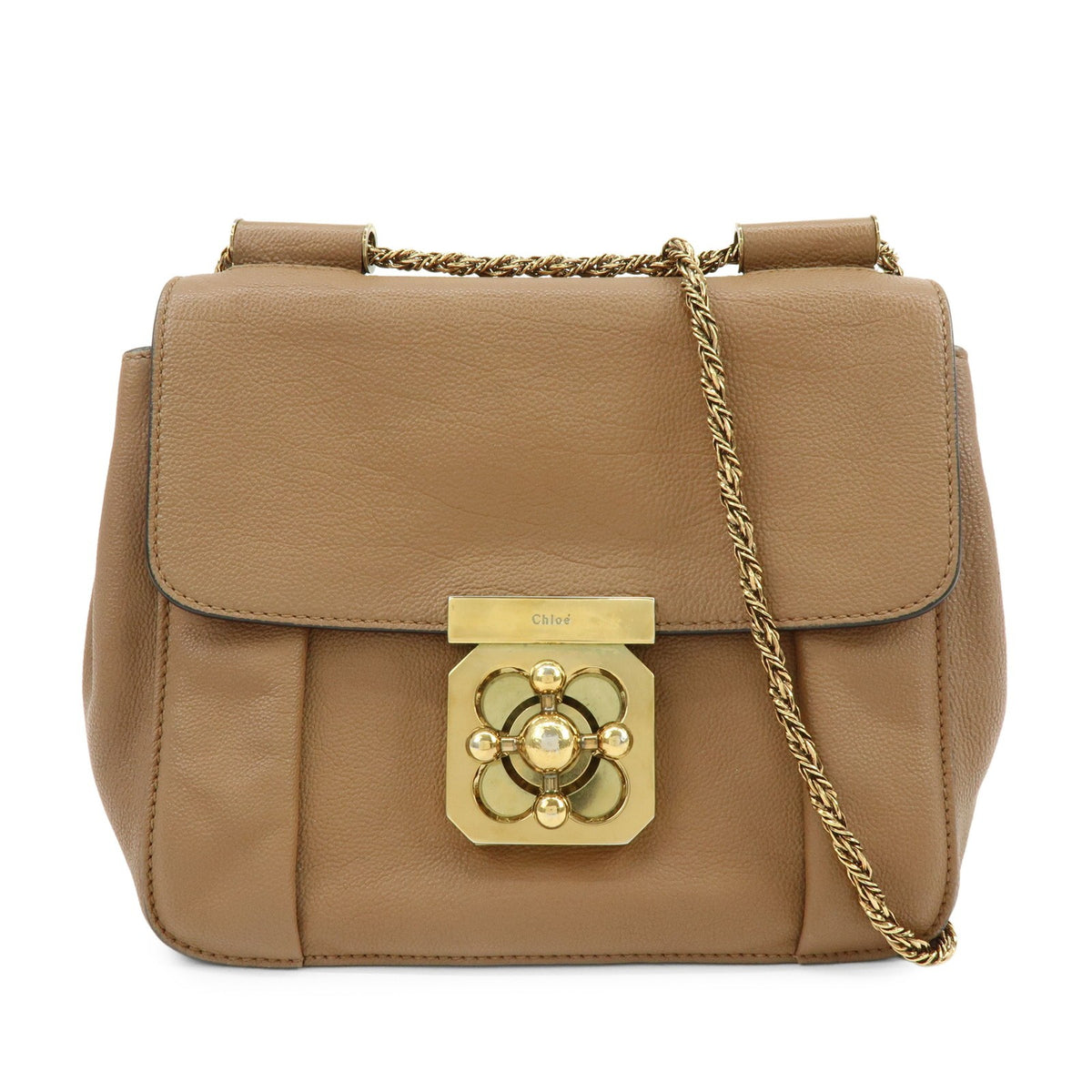 Chloe Elsie Chain Leather Brown Leather Shoulder Bag Bag (Pre-Owned)