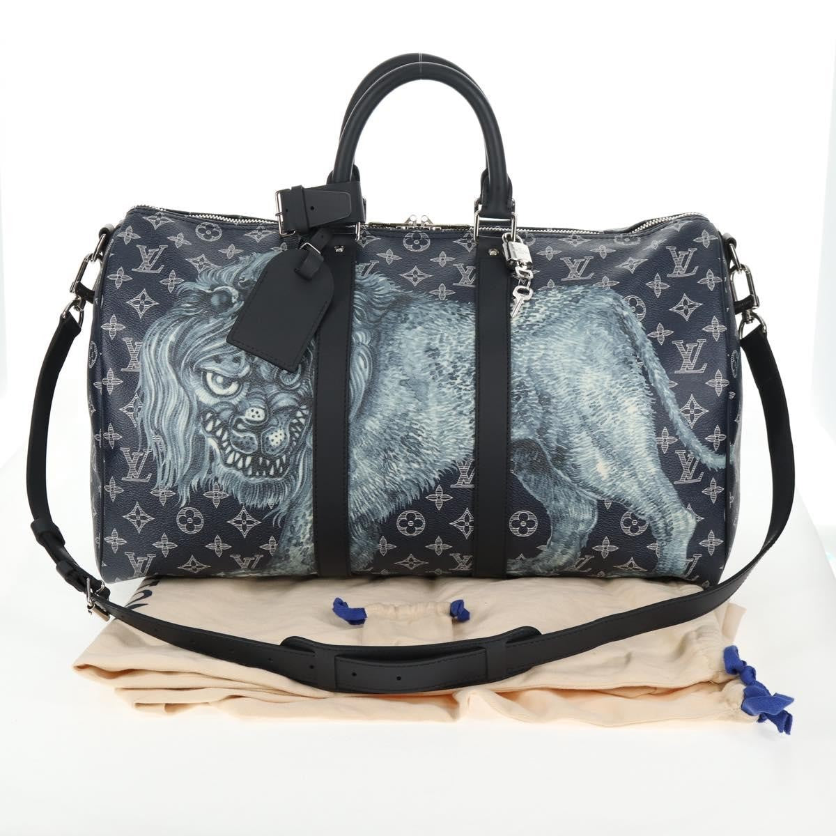 Louis Vuitton Keepall Bandouliere Limited Edition Chapman Savane Monogram Canvas Navy Canvas Travel Bag Bag (Pre-Owned)