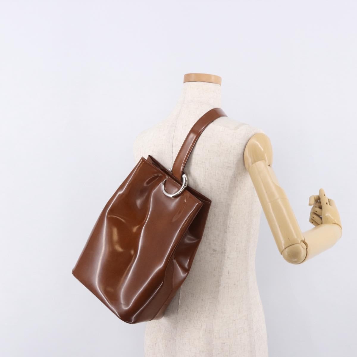 Cartier Panthère Patent Leather Brown Patent_Leather Backpack Bag (Pre-Owned)
