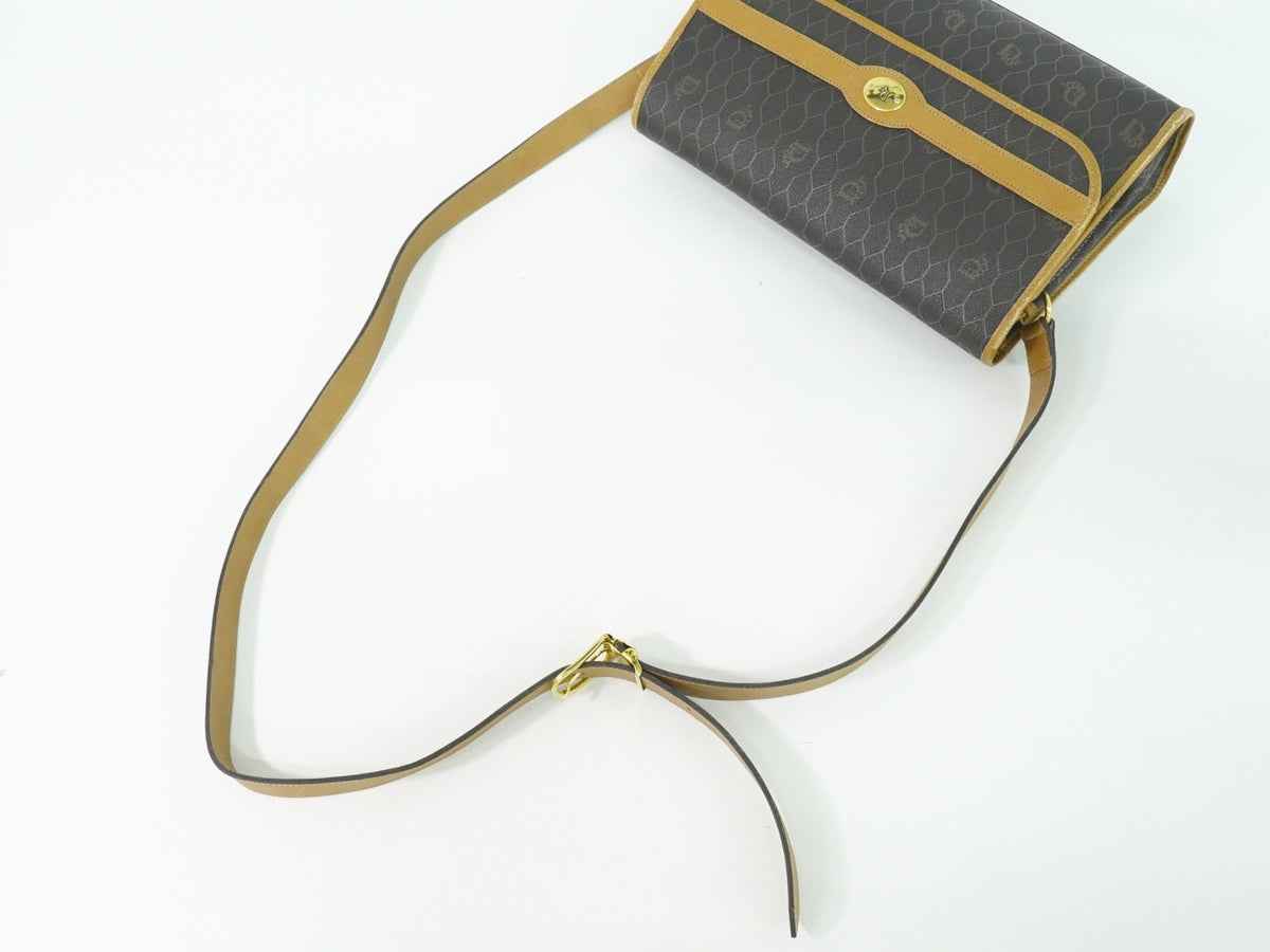 Christian Dior Vintage Honeycomb Canvas Black Canvas Shoulder Bag Bag (Pre-Owned)