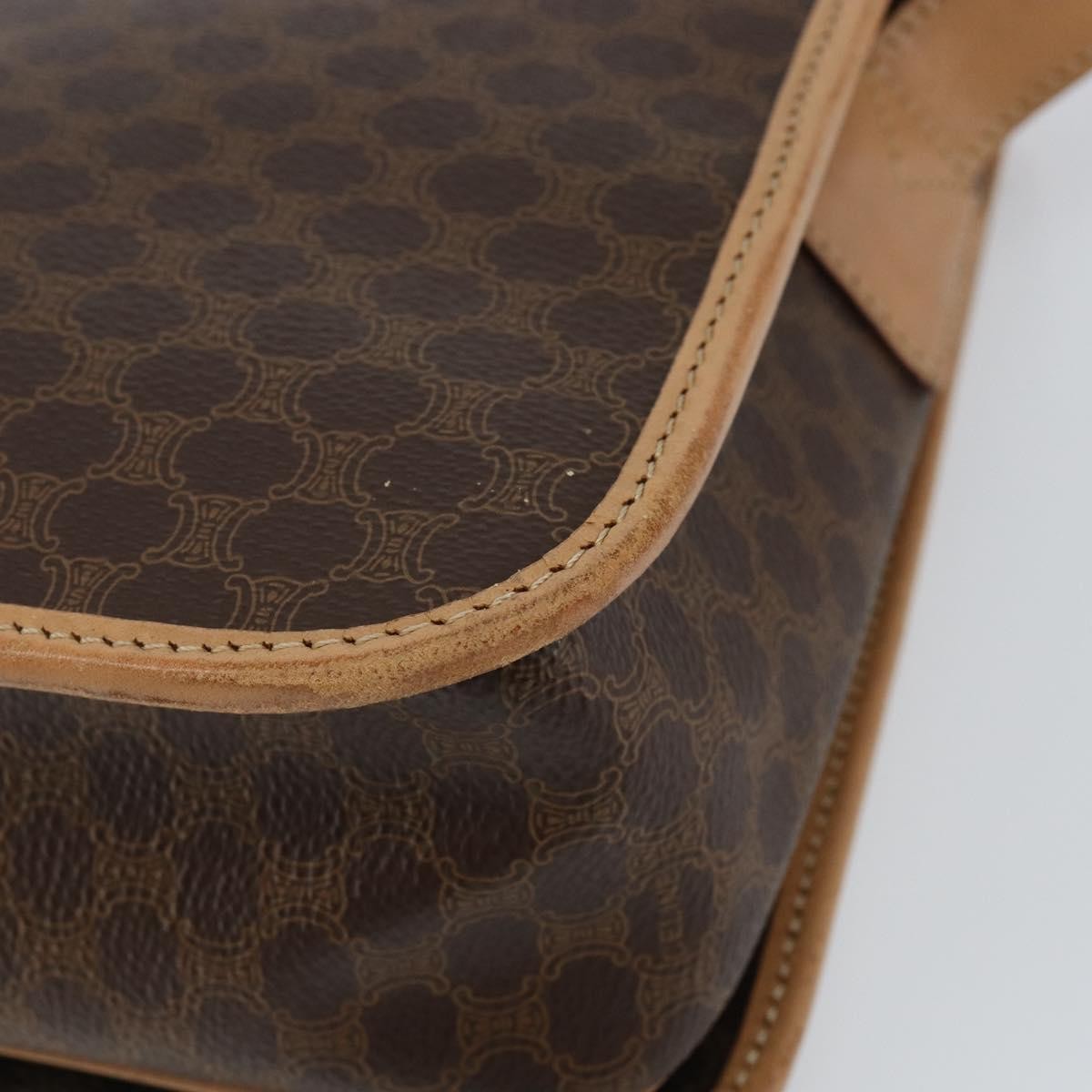 Celine Vintage Macadam Canvas And Leather Brown Canvas Shoulder Bag Bag (Pre-Owned)