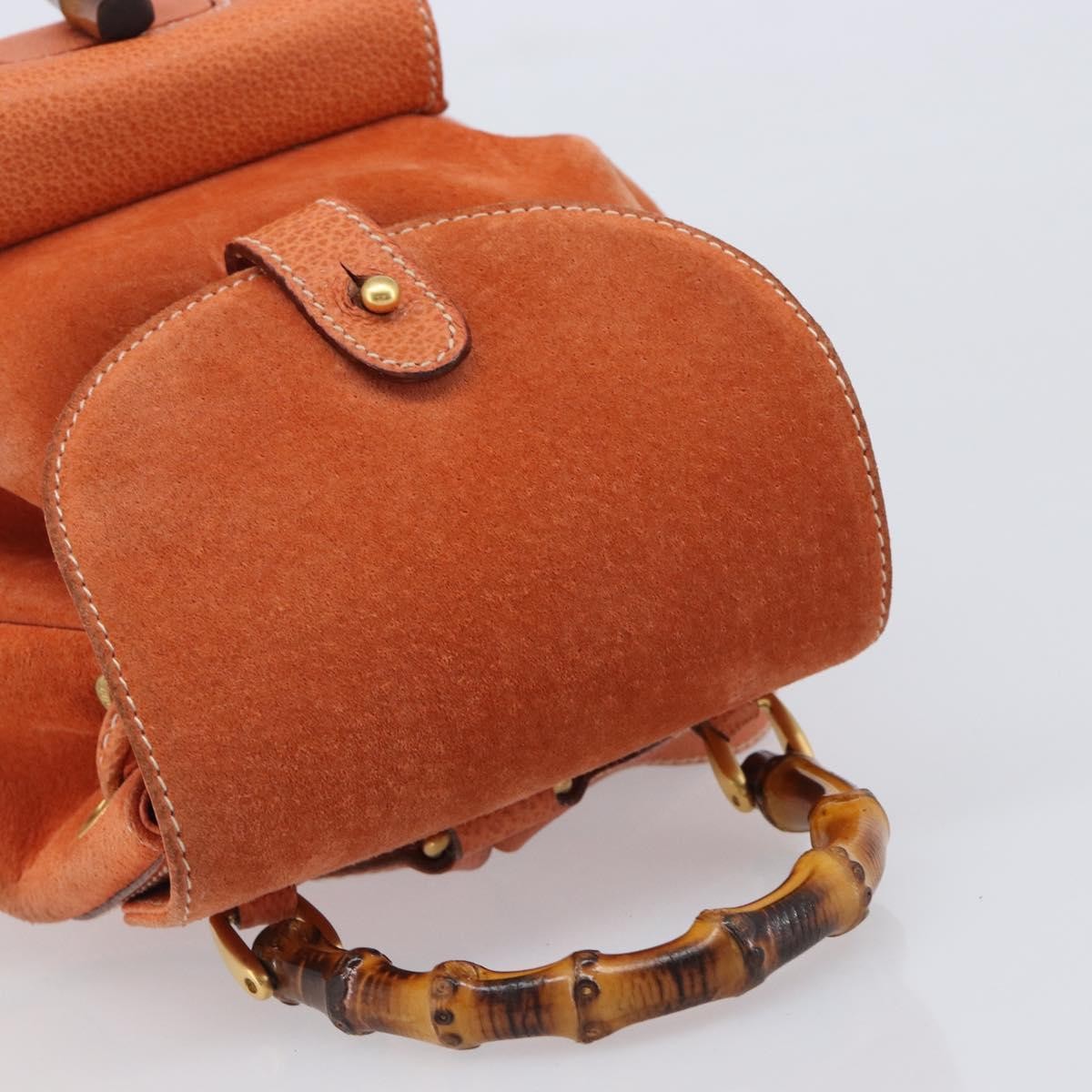 Gucci Vintage Bamboo Suede Orange Suede Backpack Bag (Pre-Owned)