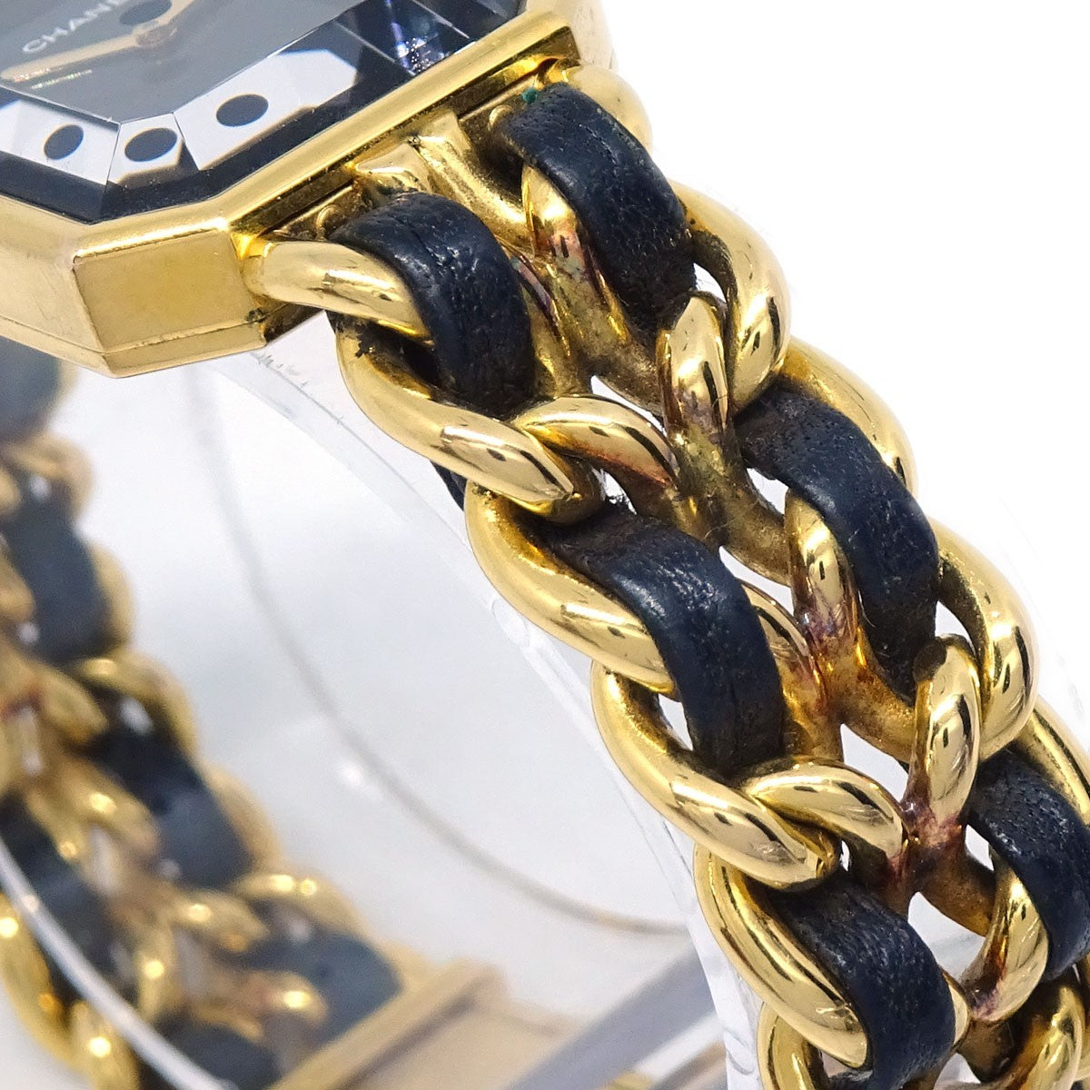Chanel Premiere Rock Quartz Plated Metal And Leather Watch (Pre-Owned)