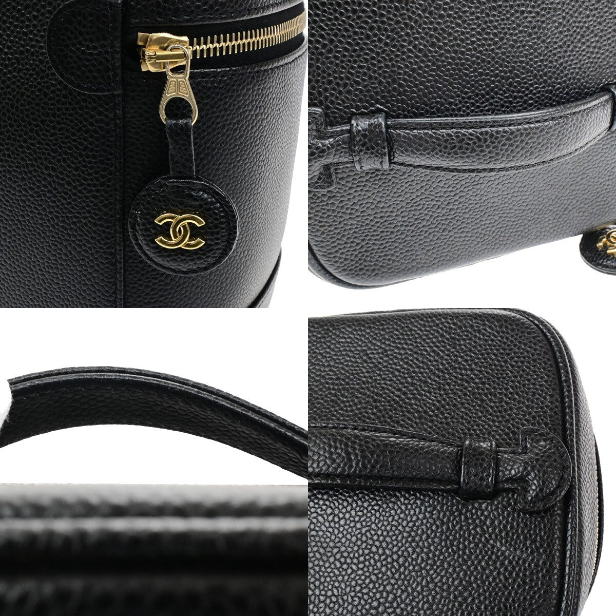 Chanel Vintage Timeless Cosmetic Case Caviar Black Calfskin Handbag (Pre-Owned)