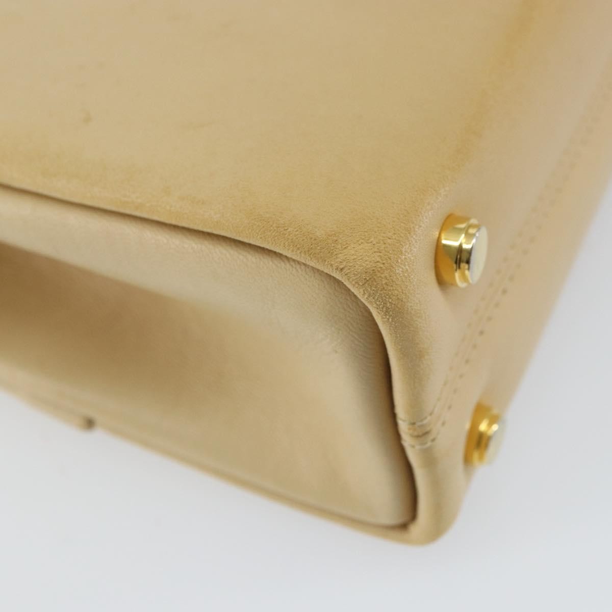 Salvatore Ferragamo Vintage Chain Leather Beige Leather Handbag (Pre-Owned)