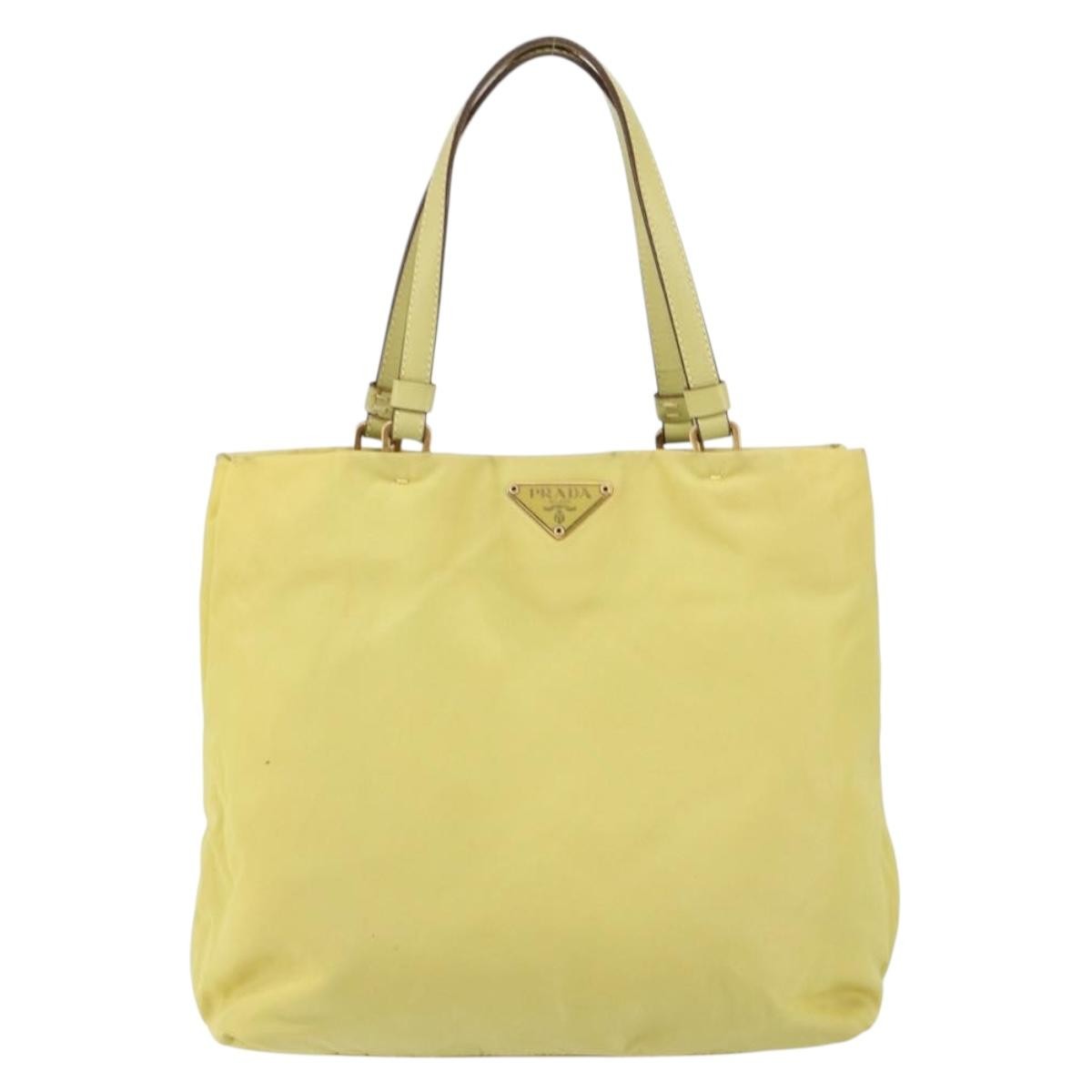 Prada Vintage Tote Nylon Yellow Nylon Tote Bag Bag (Pre-Owned)