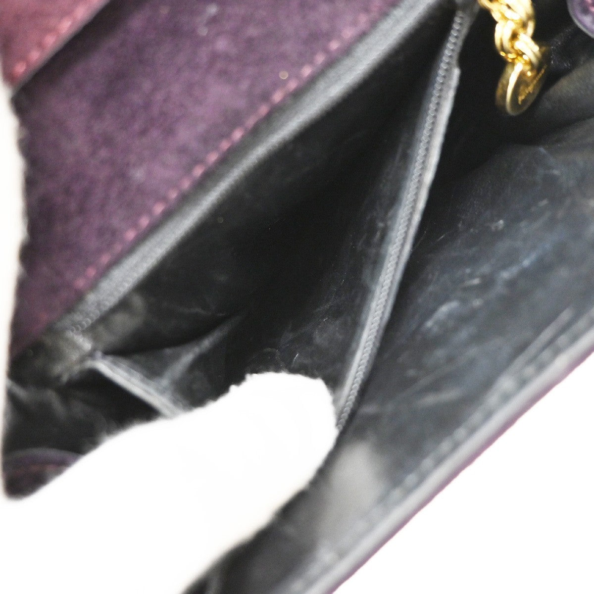 Salvatore Ferragamo Vintage Vara Bow Handle Shoulder Suede Purple Suede Handbag (Pre-Owned)