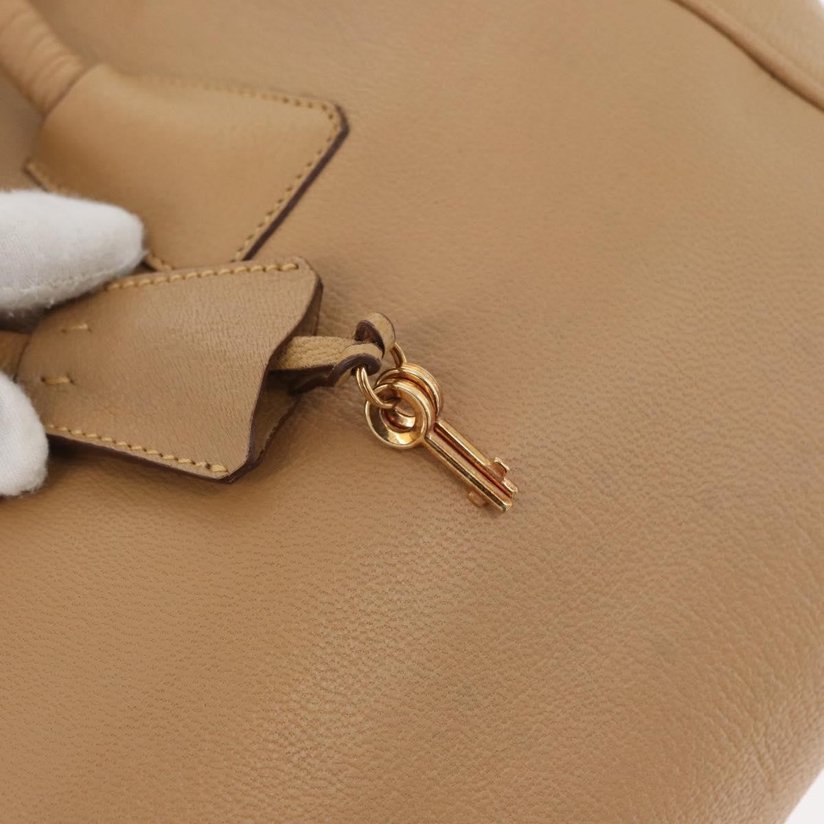 Prada Madras Cerniera Doctor Leather Beige Leather Handbag (Pre-Owned)