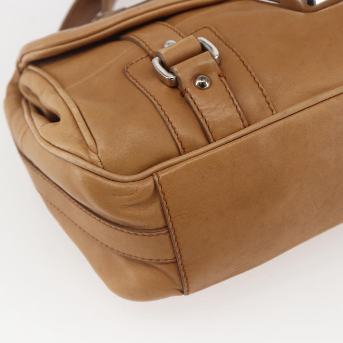 Salvatore Ferragamo Gancini Leather Brown Leather Shoulder Bag Bag (Pre-Owned)