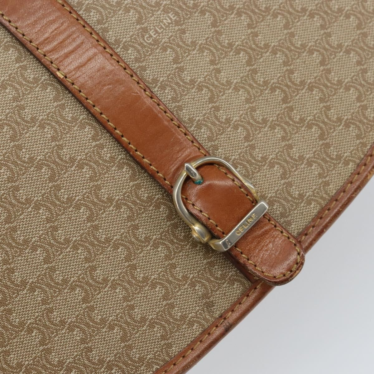 Celine Vintage Macadam Canvas And Leather Beige Canvas Shoulder Bag Bag (Pre-Owned)