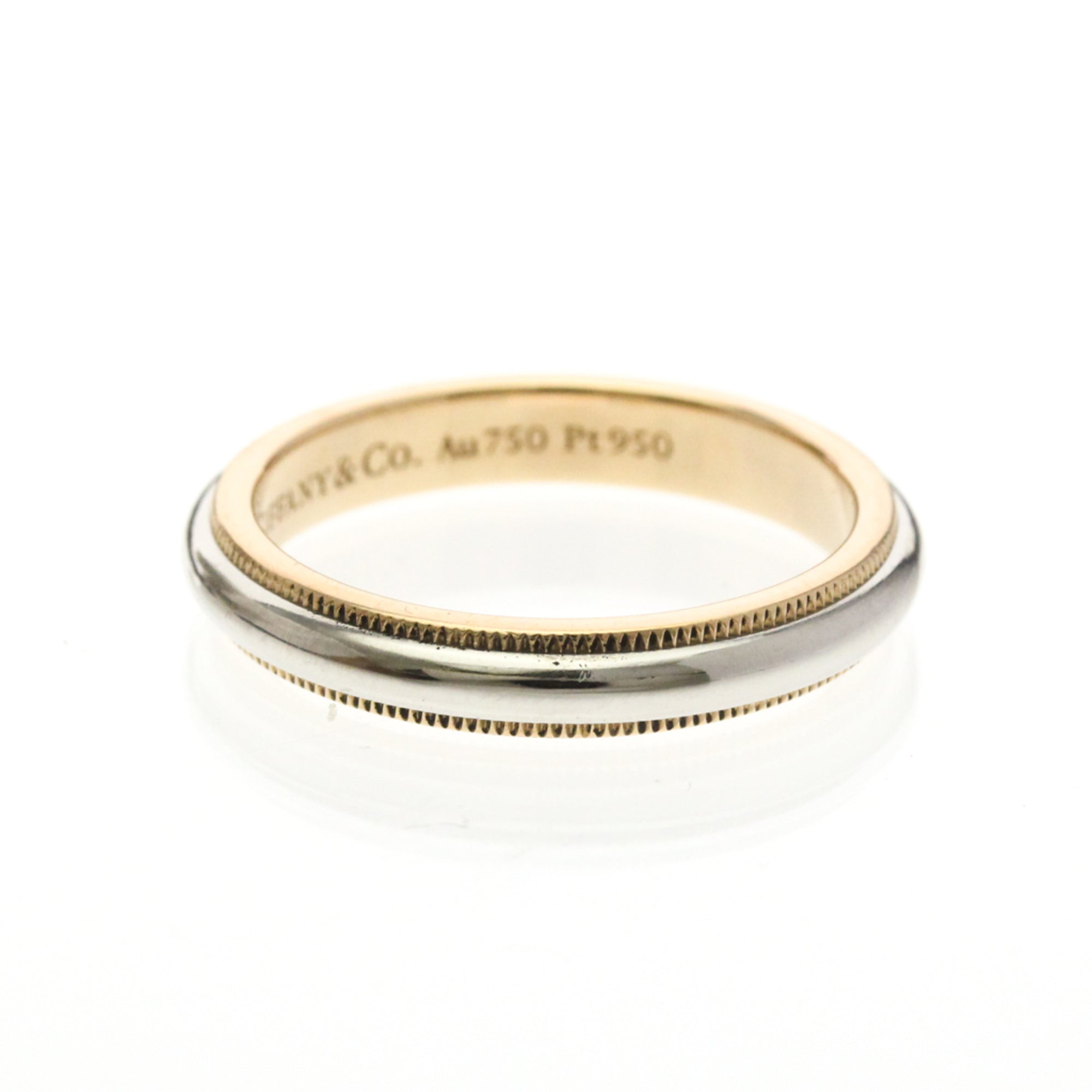 Tiffany & Co. Two-Tone Milgrain Wedding Band Platinum And 18K Pink Gold Pink Pink_Gold Ring Jewelry (Pre-Owned)