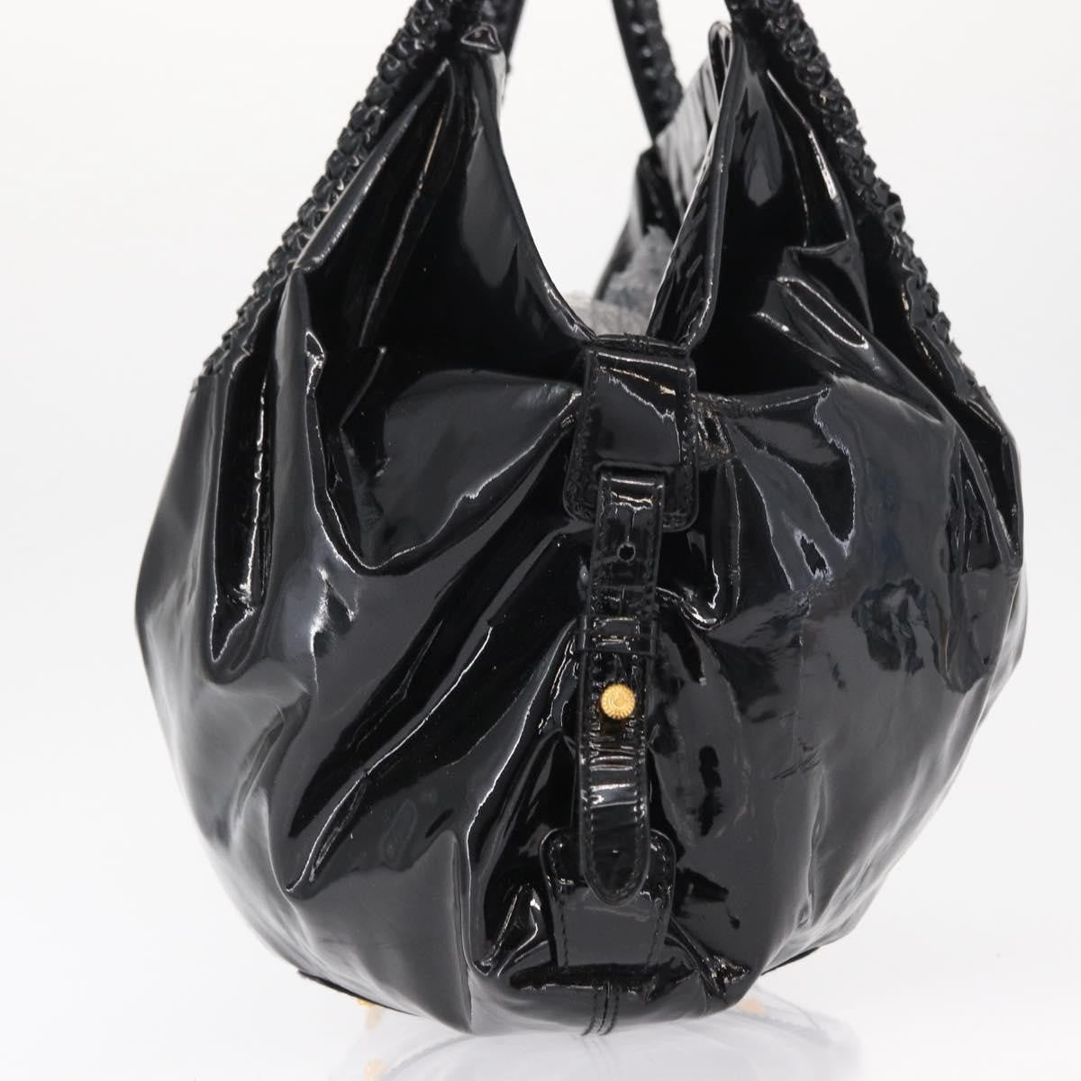 Salvatore Ferragamo Gancini Tote Patent Leather Black Patent_Leather Tote Bag Bag (Pre-Owned)