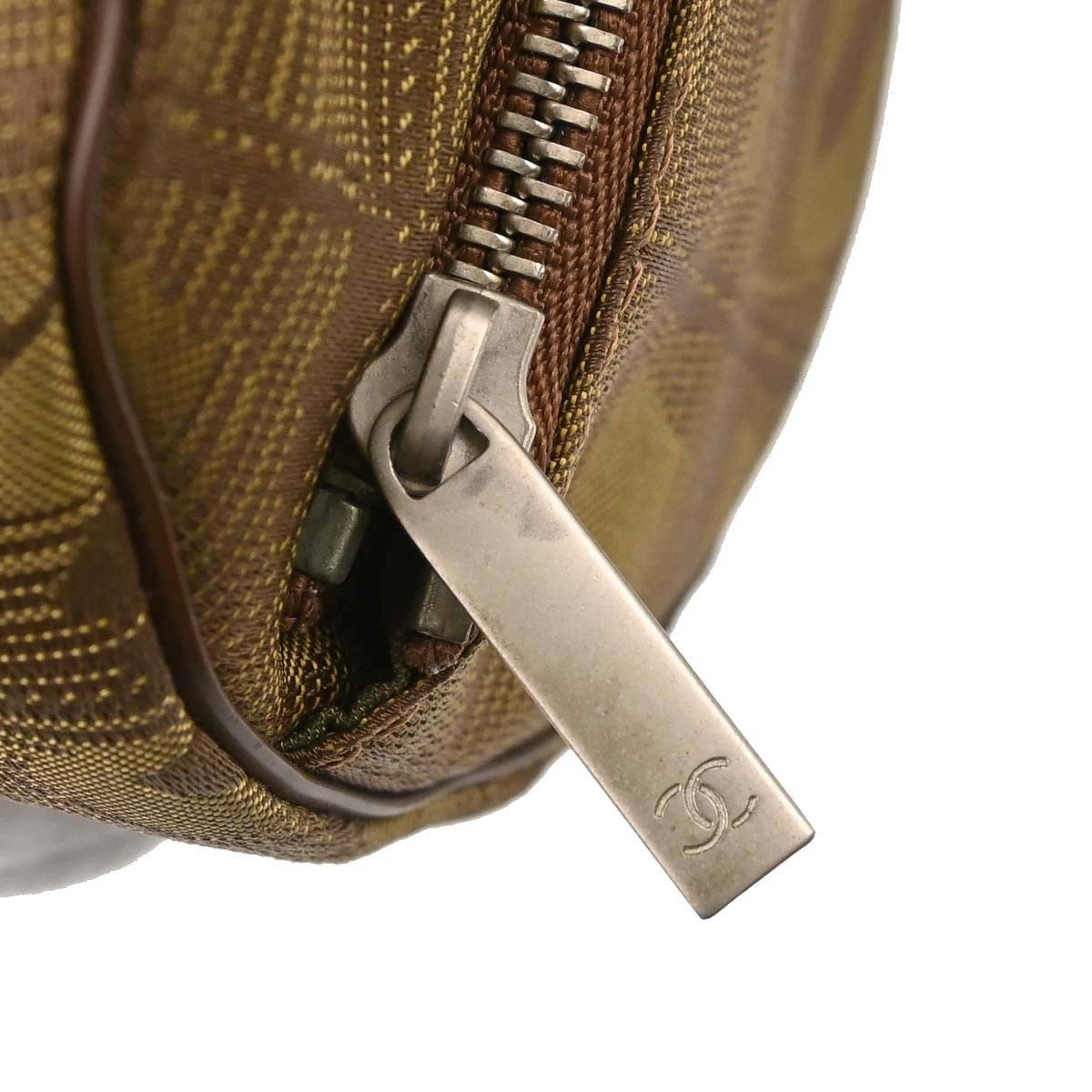 Chanel Travel Line Barrel Nylon Khaki Nylon Travel Bag Bag (Pre-Owned)
