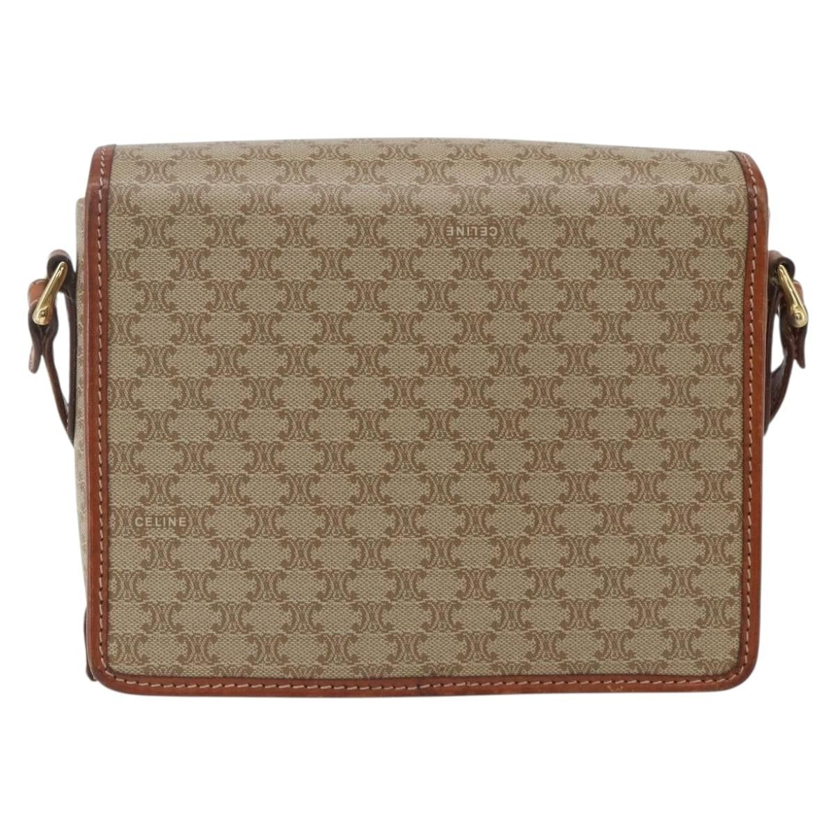 Celine Vintage Macadam Canvas And Leather Beige Canvas Shoulder Bag Bag (Pre-Owned)