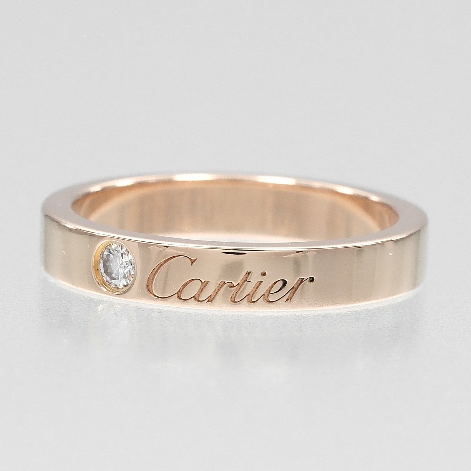 Cartier C De Cartier Wedding Band 18K Rose Gold With Diamond Gold Pink_Gold Ring Jewelry (Pre-Owned)