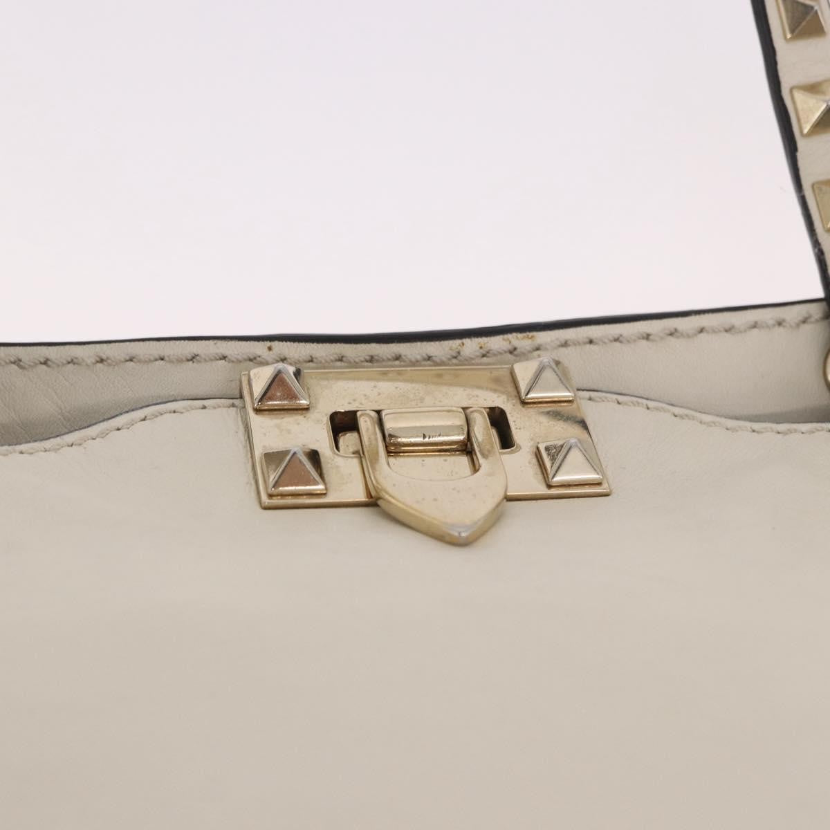 Valentino Garavani Rockstud Tote Soft Leather White Leather Tote Bag Bag (Pre-Owned)