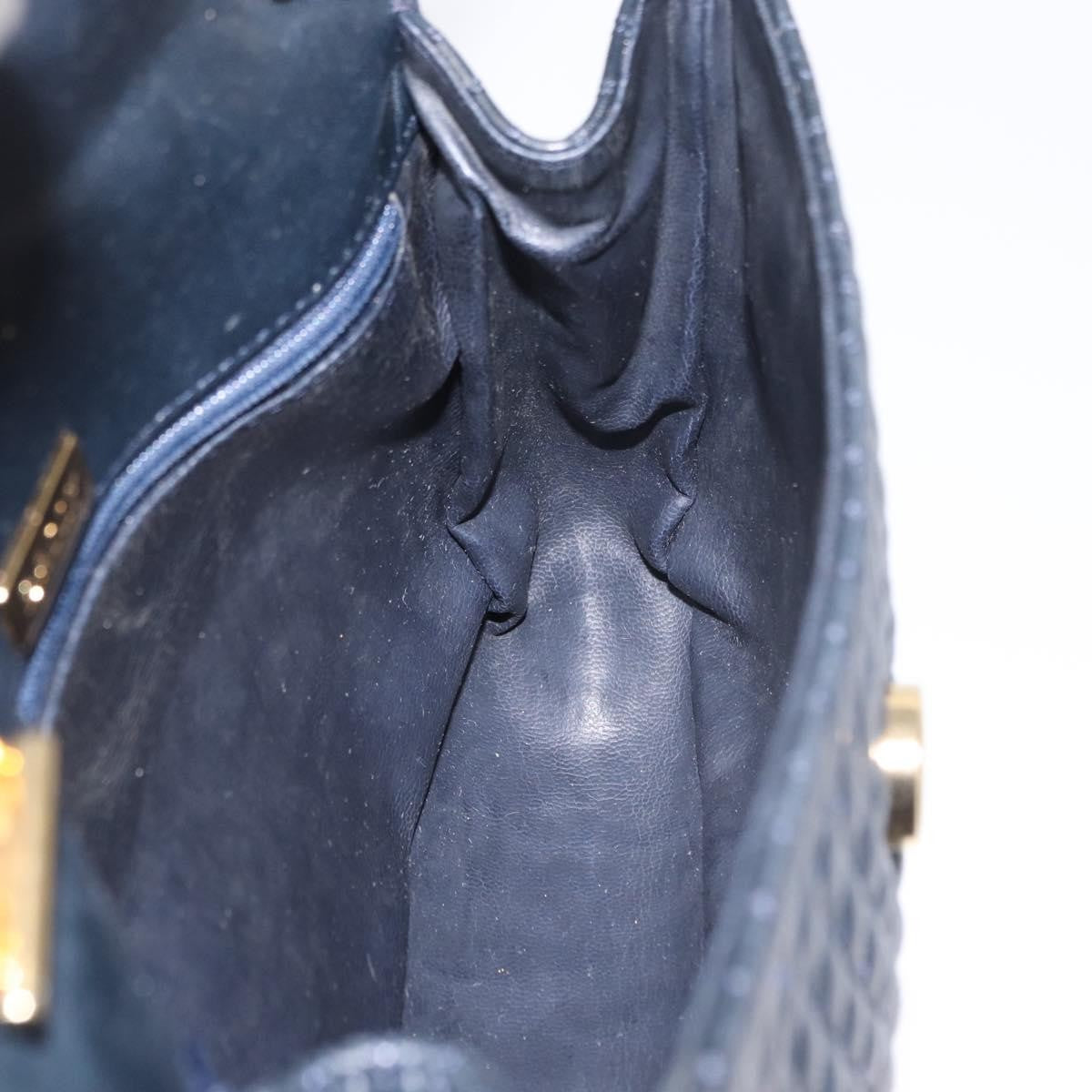 Bally Vintage Chain Quilted Leather Navy Leather Shoulder Bag Bag (Pre-Owned)