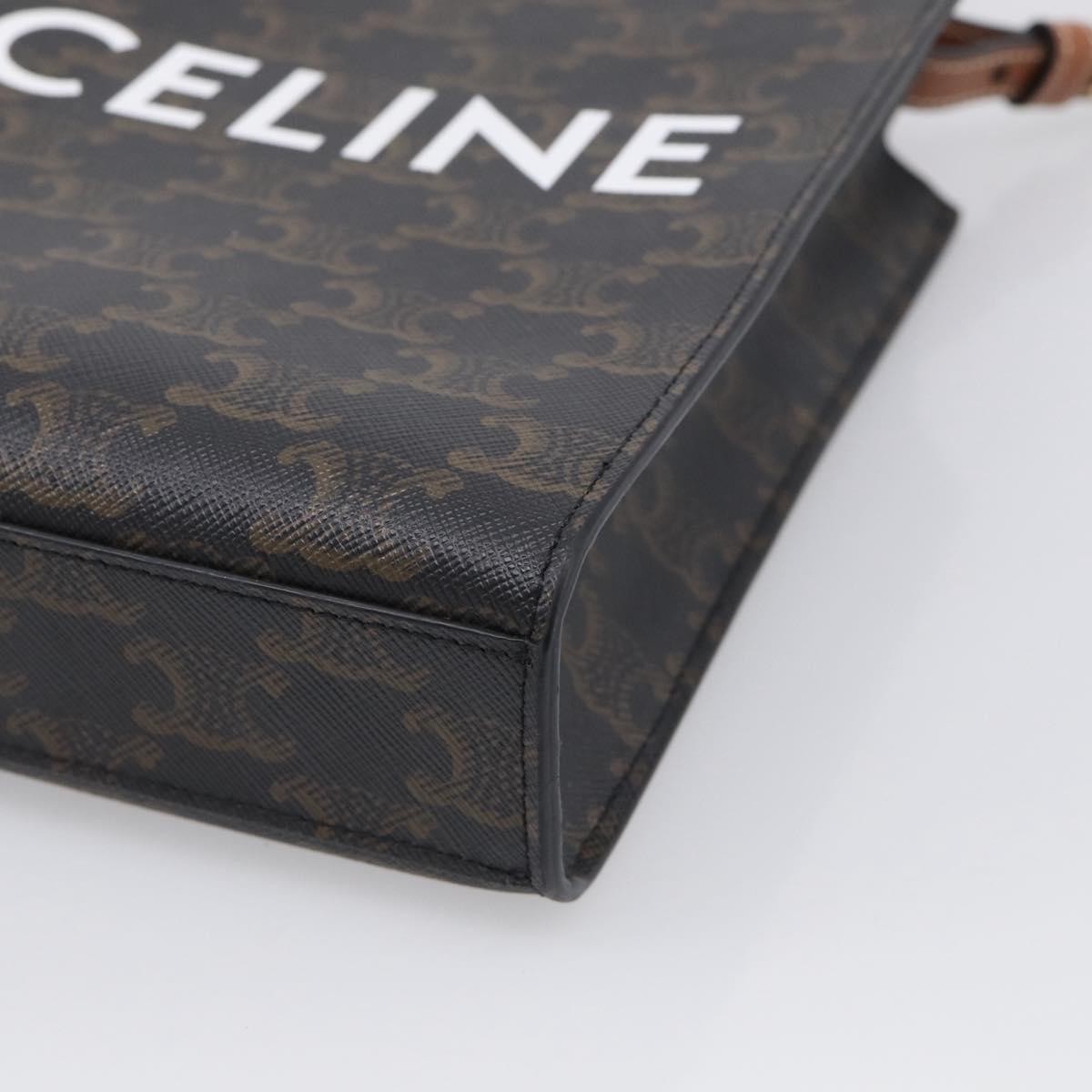 Celine Vertical Cabas Triomphe Coated Canvas Brown Canvas Tote Bag Bag (Pre-Owned)