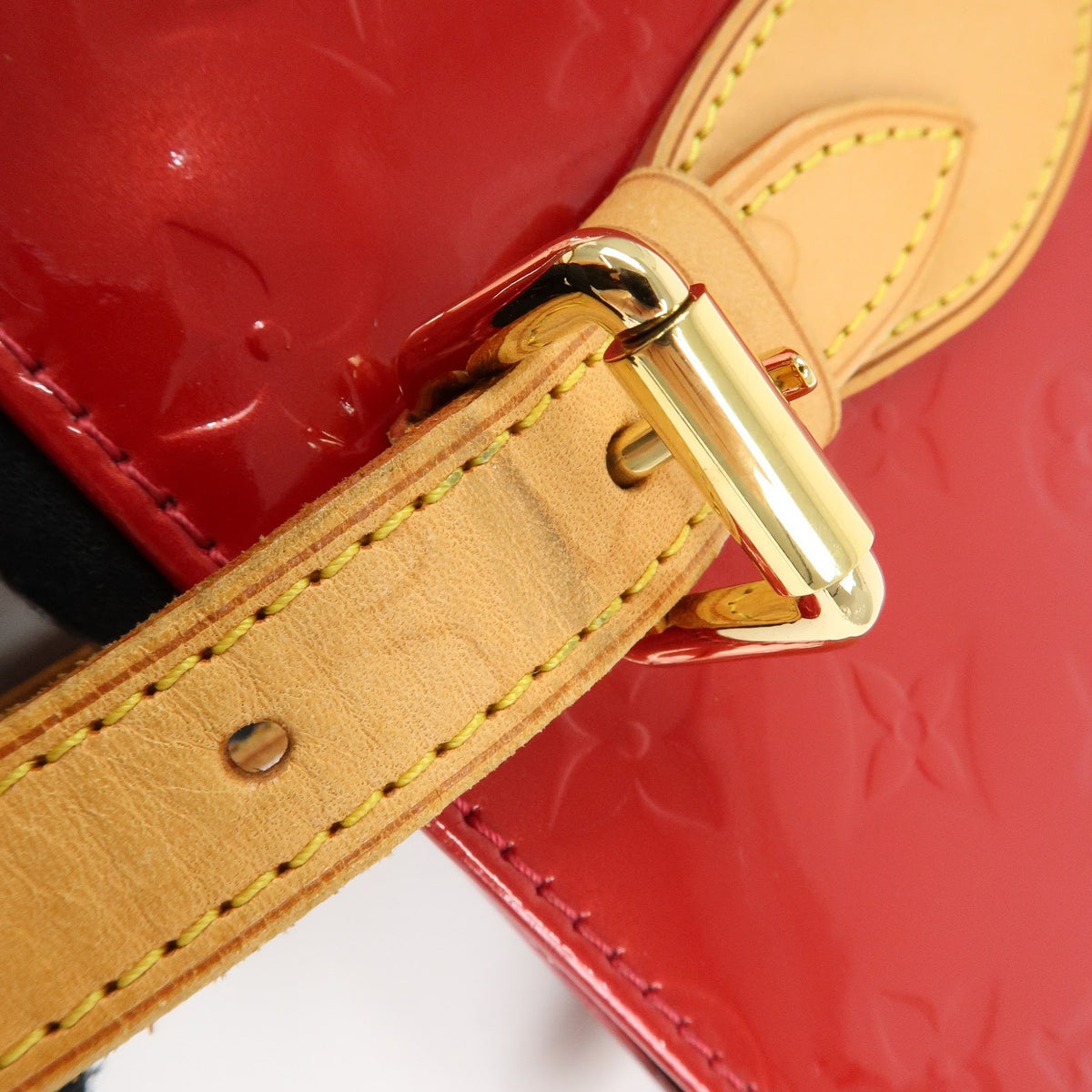 Louis Vuitton Brentwood Monogram Vernis Red Patent_Leather Handbag (Pre-Owned)