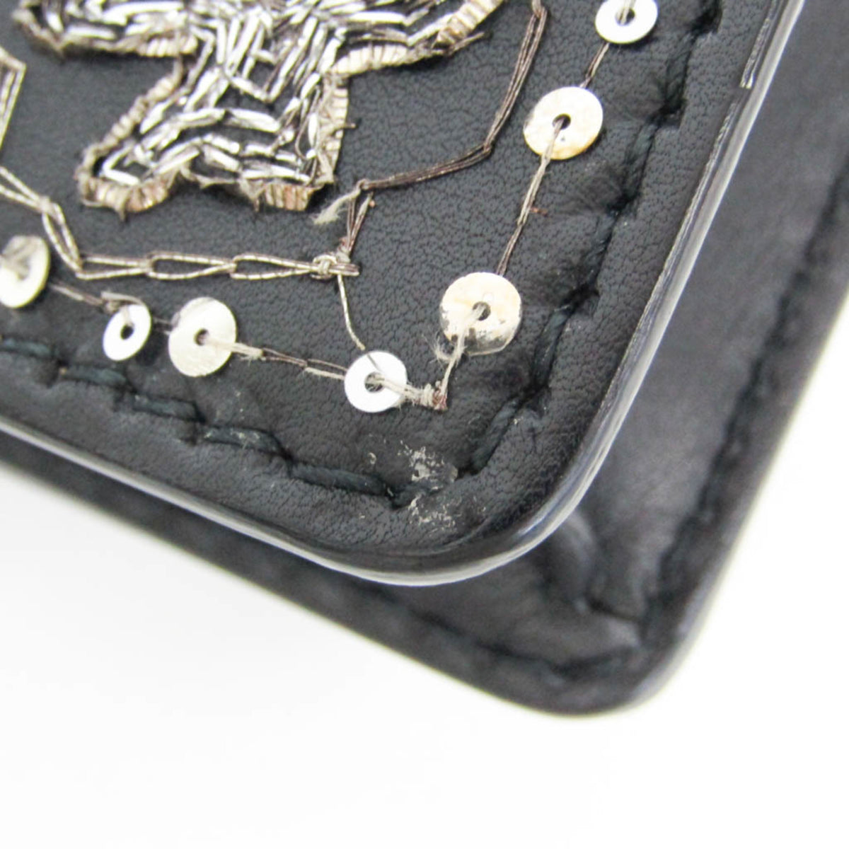 Christian Dior J'adior Flap Embellished Leather Black Leather Handbag (Pre-Owned)