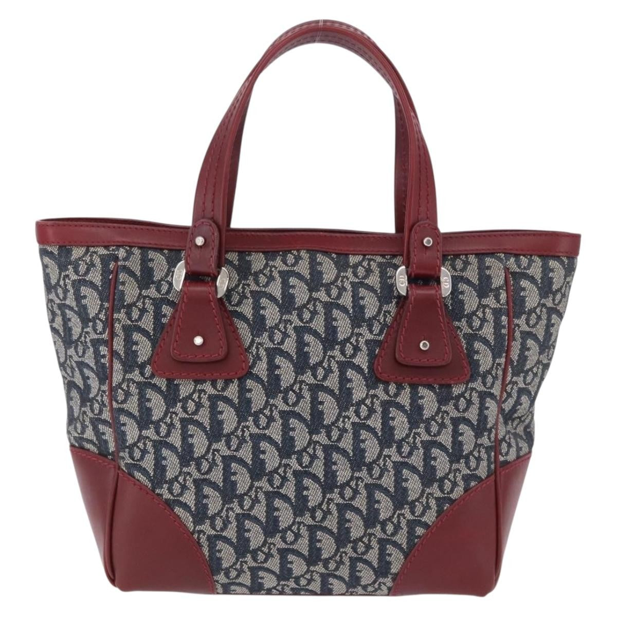 Christian Dior Vintage Trotter Zip Diorissimo Canvas Navy Canvas Tote Bag Bag (Pre-Owned)