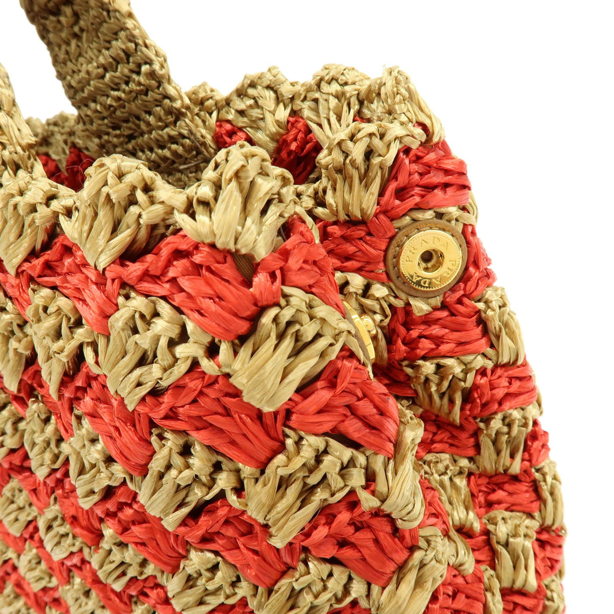 Prada Canapa Raffia Crochet Red Wicker Tote Bag Bag (Pre-Owned)