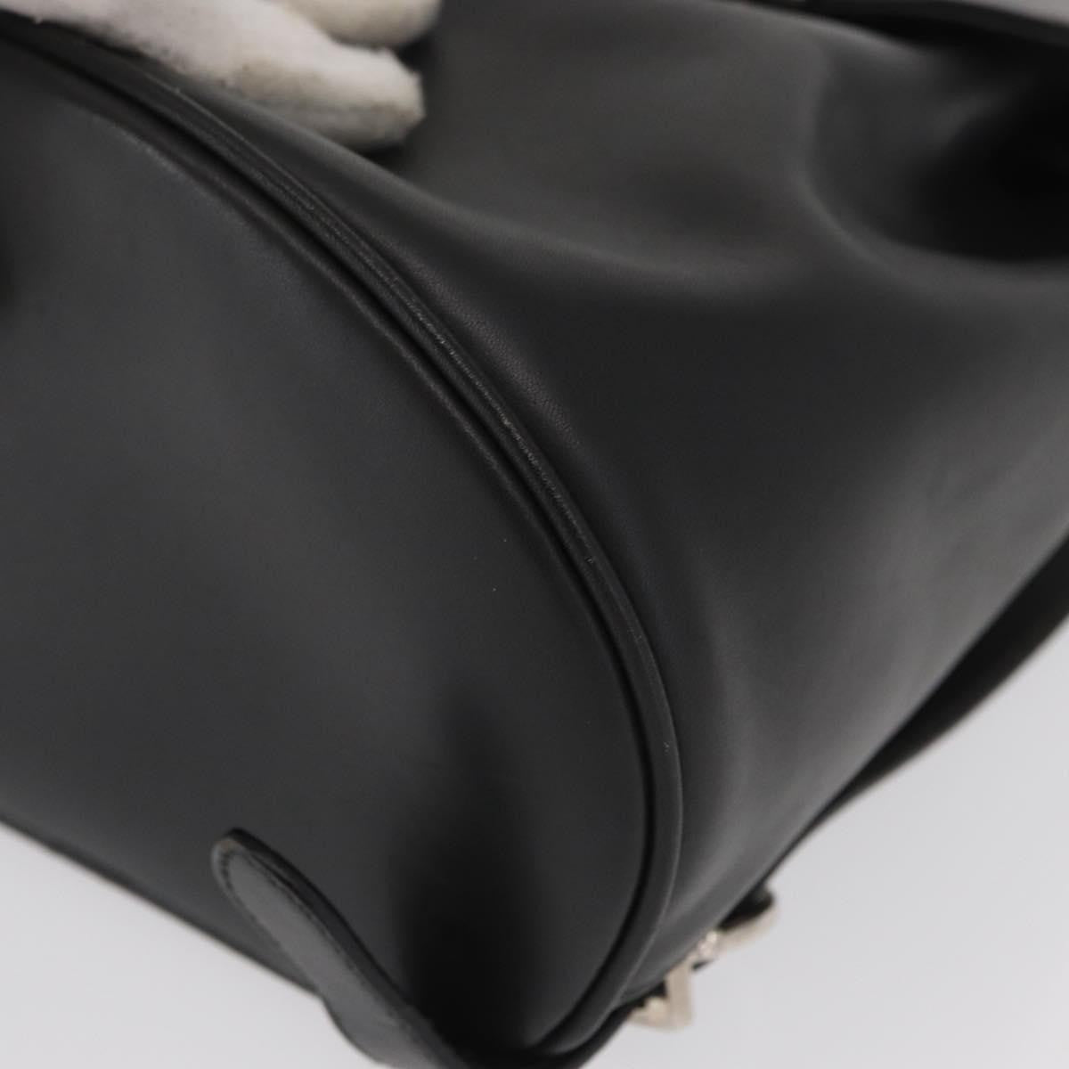 Salvatore Ferragamo Gancini Flap Drawstring Leather Black Leather Backpack Bag (Pre-Owned)