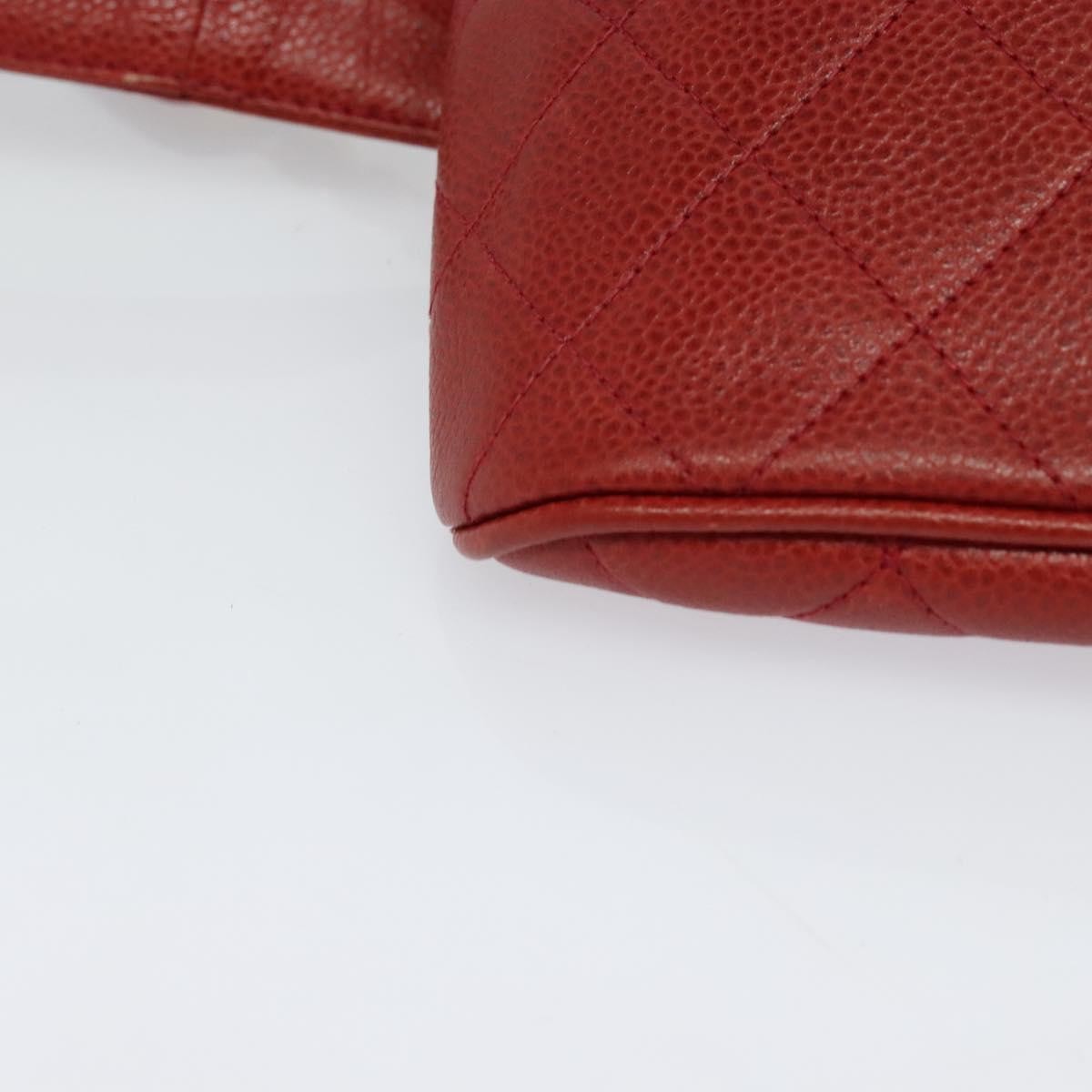 Chanel Vintage Zip Belt Quilted Caviar Red Leather Shoulder Bag Bag (Pre-Owned)
