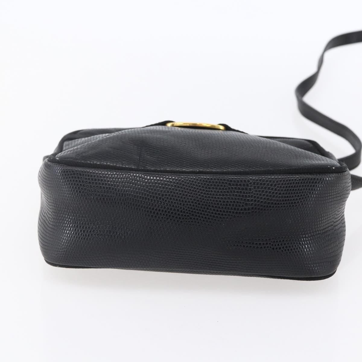 Salvatore Ferragamo Vara Bow Camera Leather Black Leather Shoulder Bag Bag (Pre-Owned)