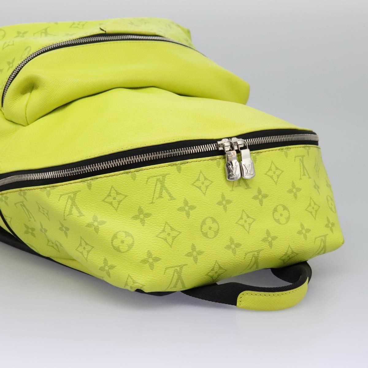 Louis Vuitton Discovery Monogram Taigarama Yellow Leather Backpack Bag (Pre-Owned)
